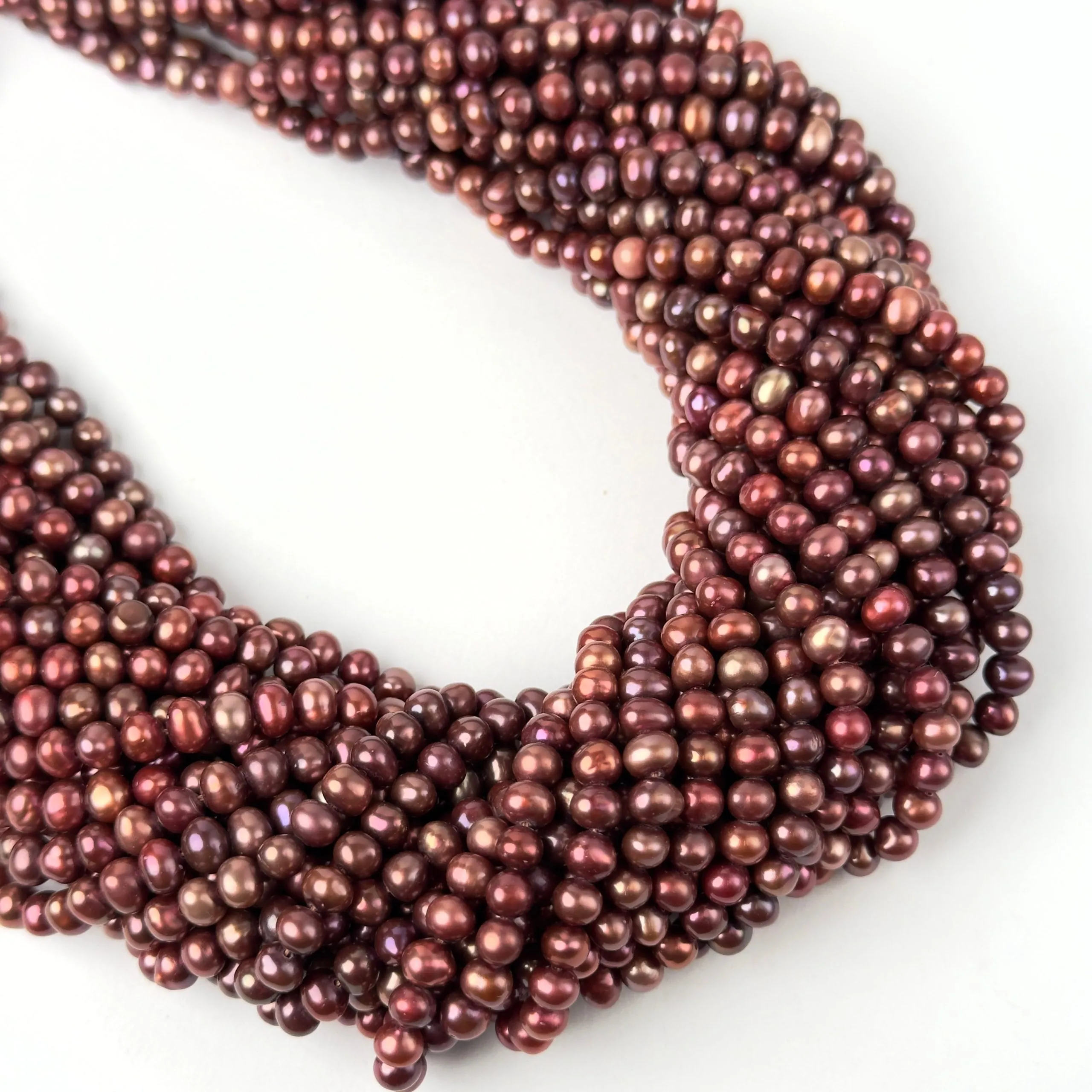 Perle di Fiume Potato Bordeaux 4mm - Qualità AA