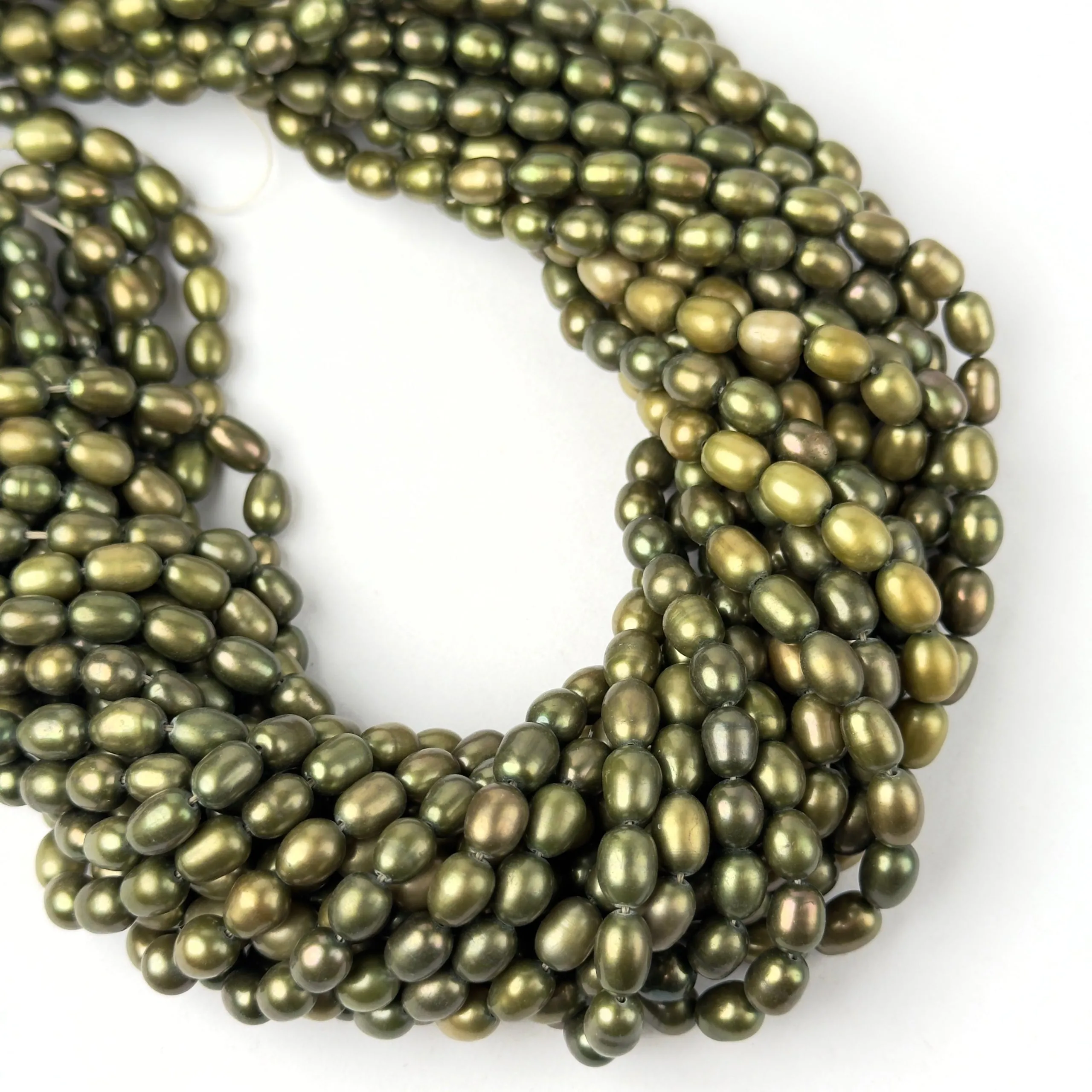 Perle di Fiume Chicco di Riso Verde 7x5mm - Qualità AA