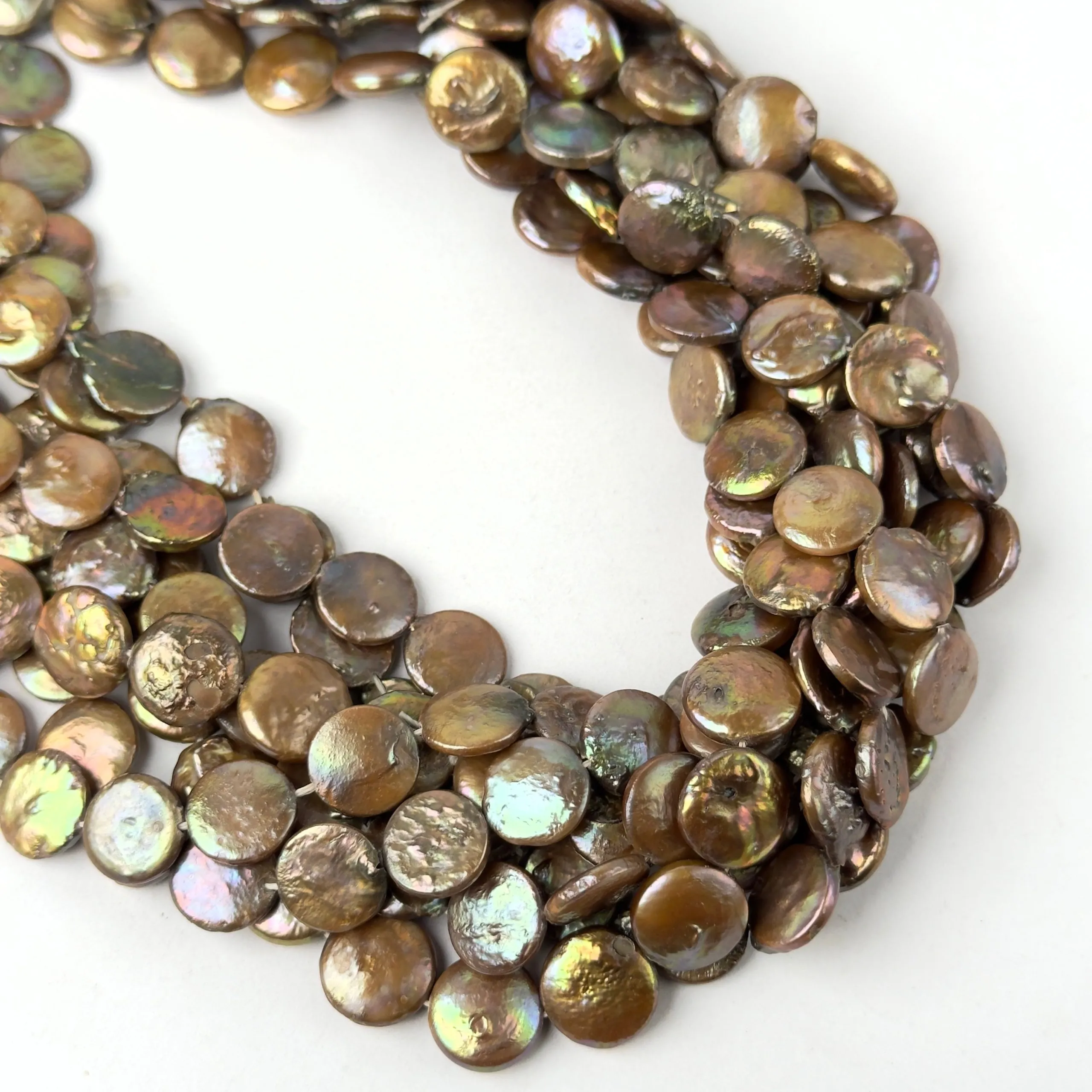 Perle di Fiume Disco Marrone 12mm - Qualità AB