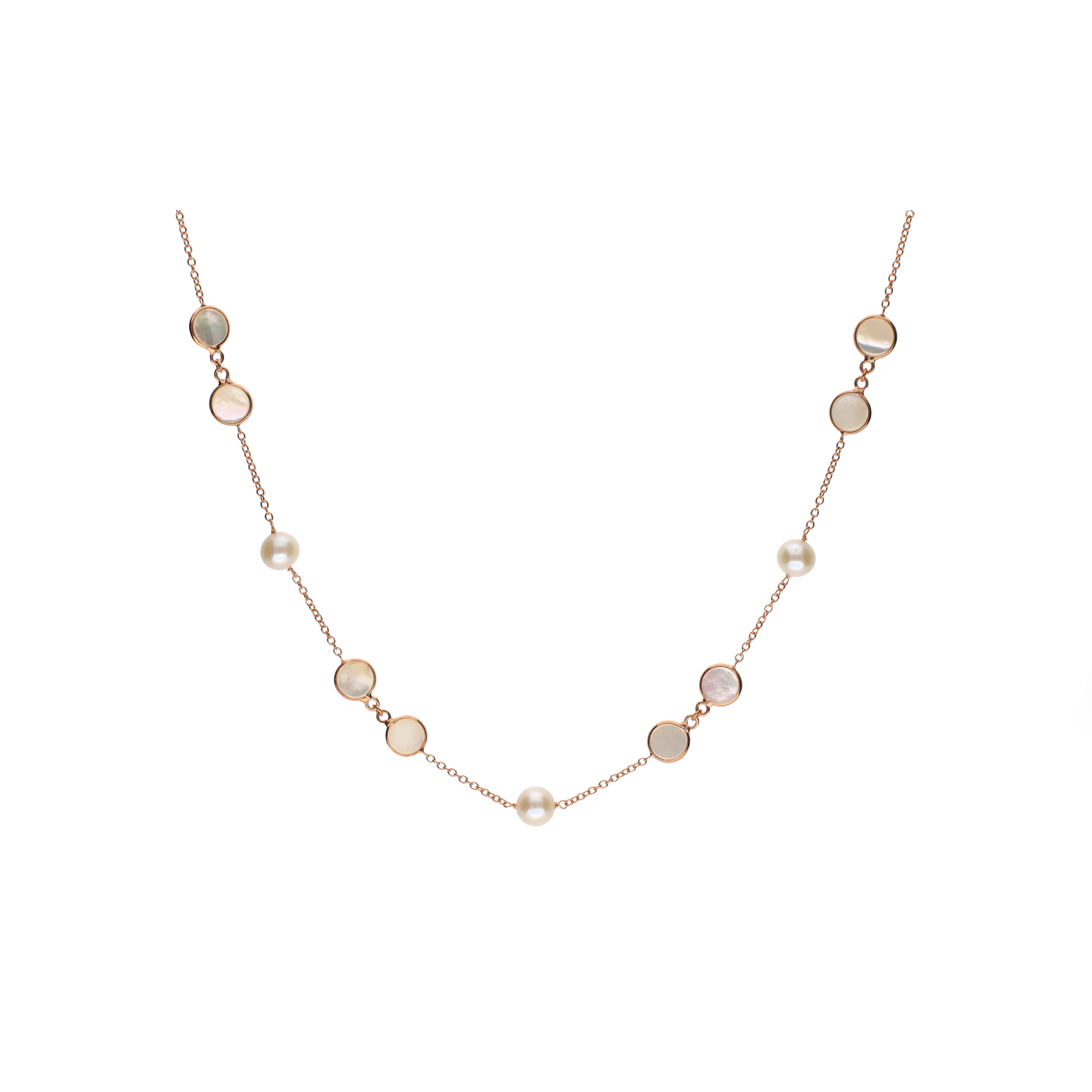 COLLANA GIROCOLLO IN ORO ROSA CON PERLE E MADREPERLA - 0002124B00