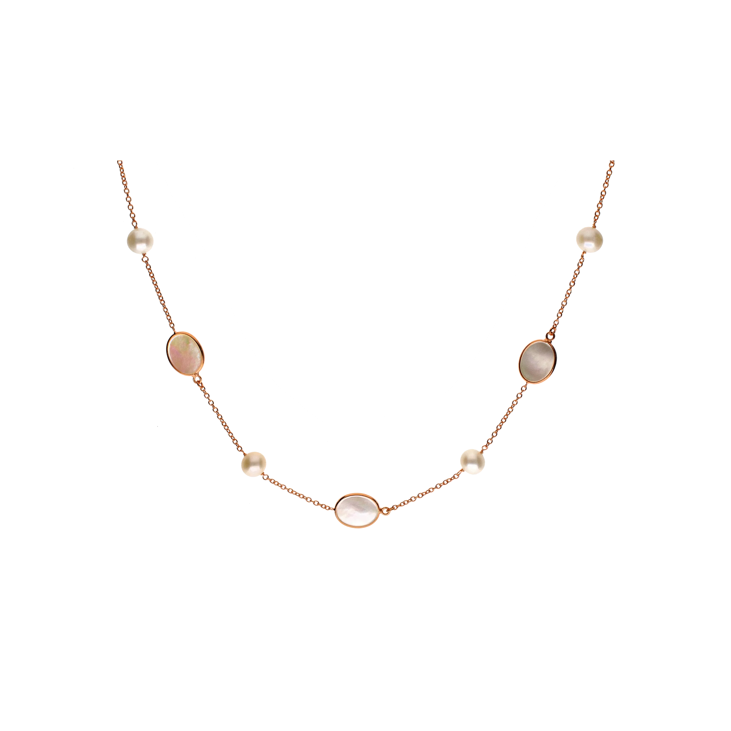 COLLANA GIROCOLLO IN ORO ROSA CON PERLE E MADREPERLA - 0002129BP0