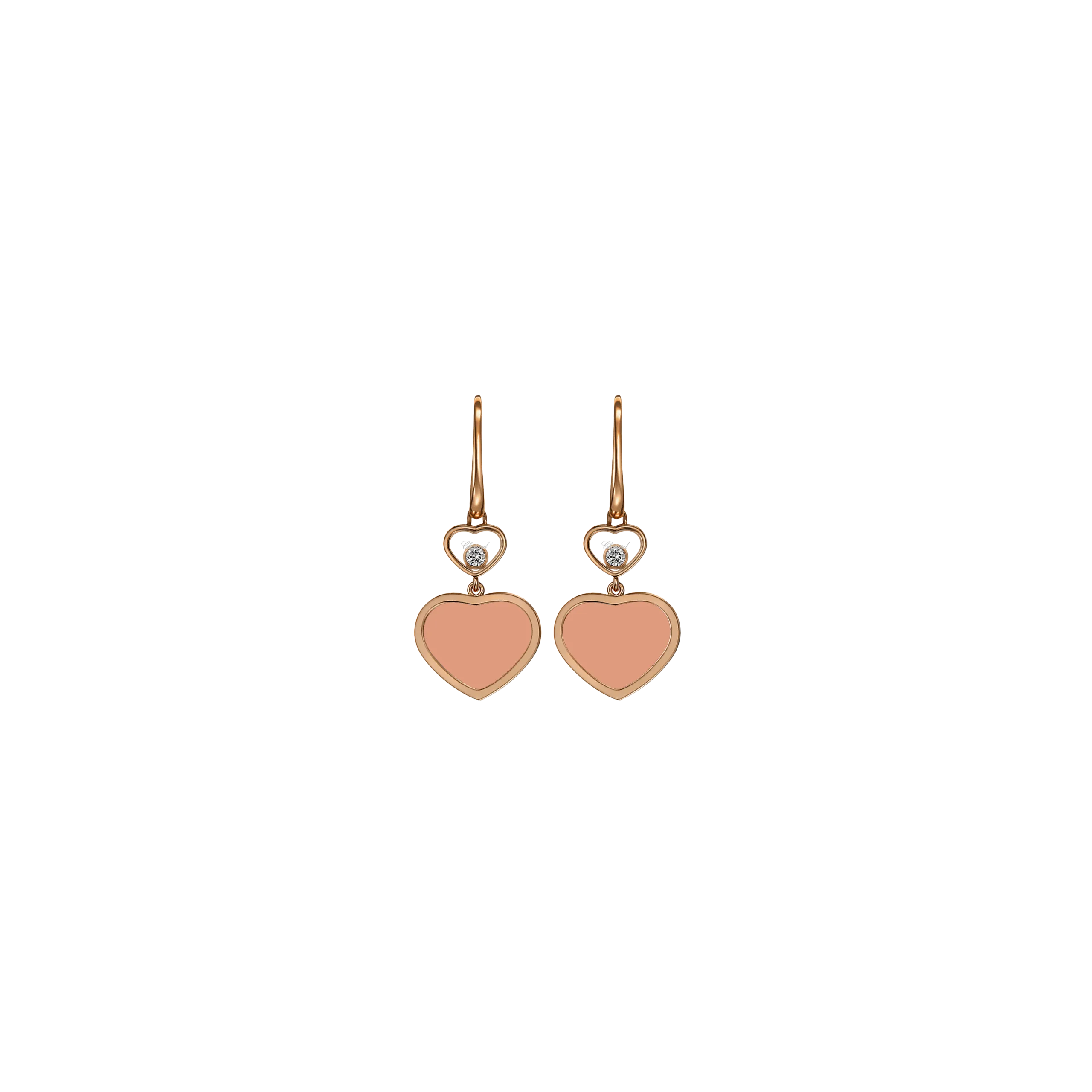 CHOPARD - HAPPY HEARTS - ORECCHINI IN ORO ROSA CON DIAMANTI E PIETRA ROSA - 837482-5610