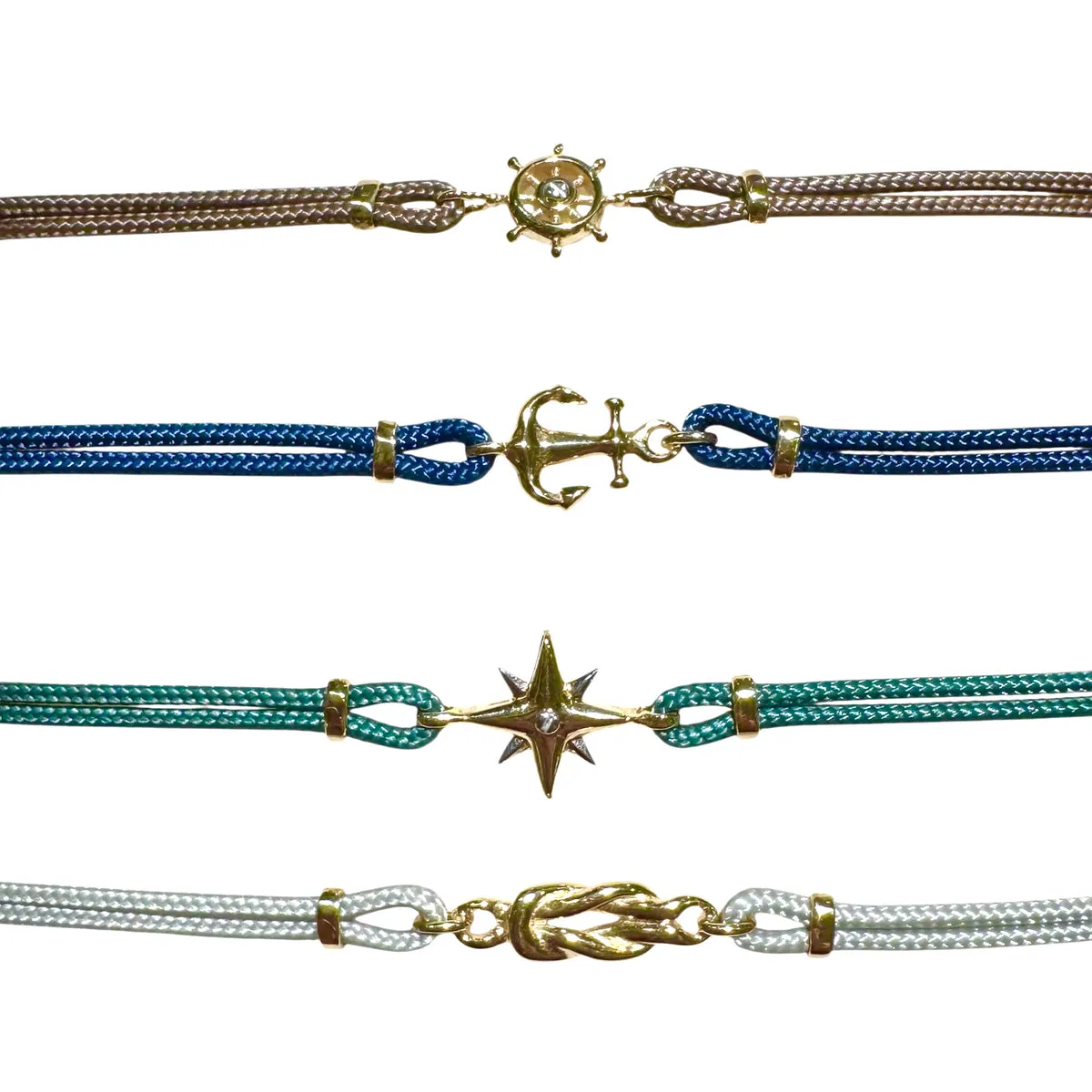 BRACCIALI CORDA E SIMBOLO IN ORO