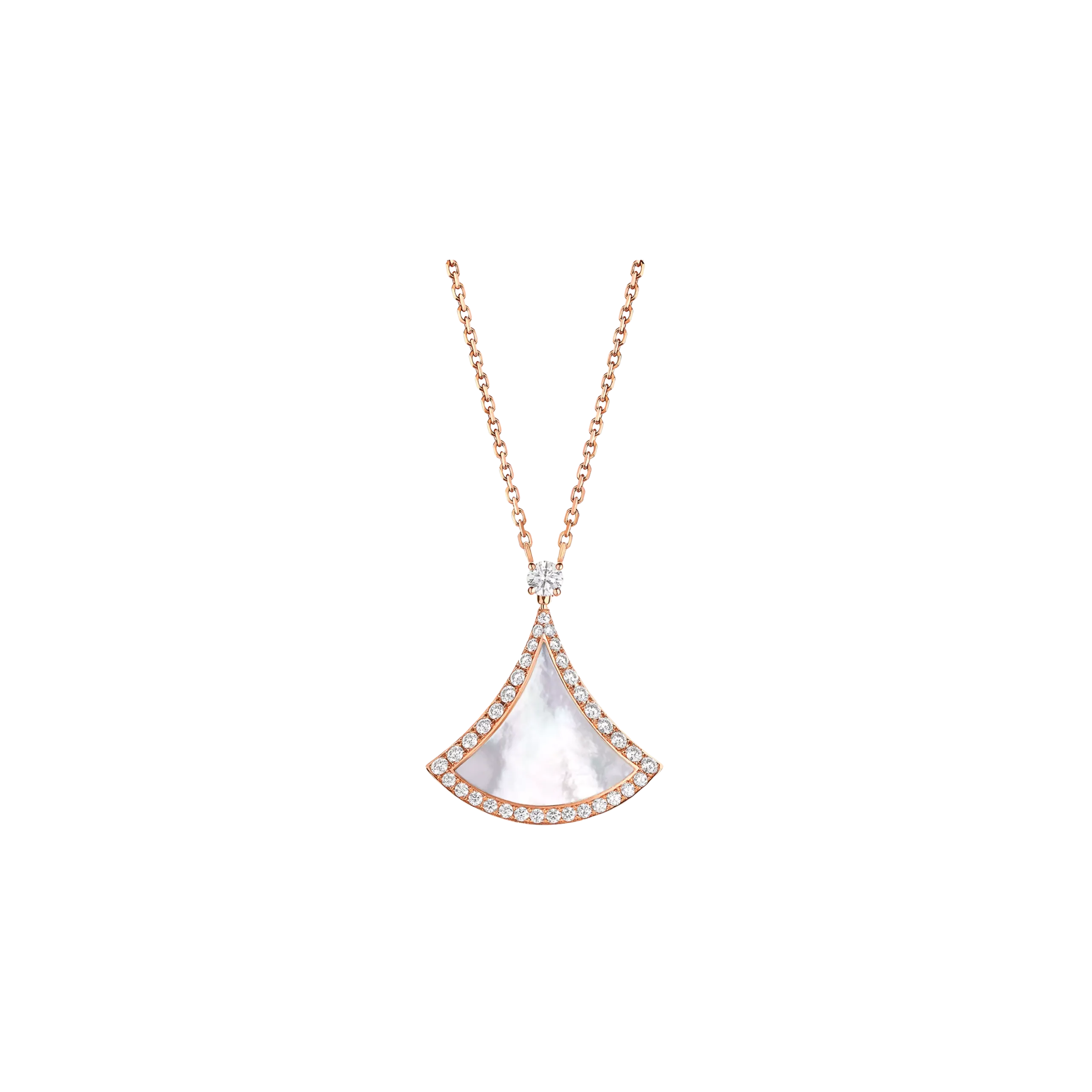 COLLANA CON PENDENTE DIVAS' DREAM IN ORO ROSA 18K CON ELEMENTO IN MADREPERLA E PAVÉ DI DIAMANTI -CL859262 - CL859262