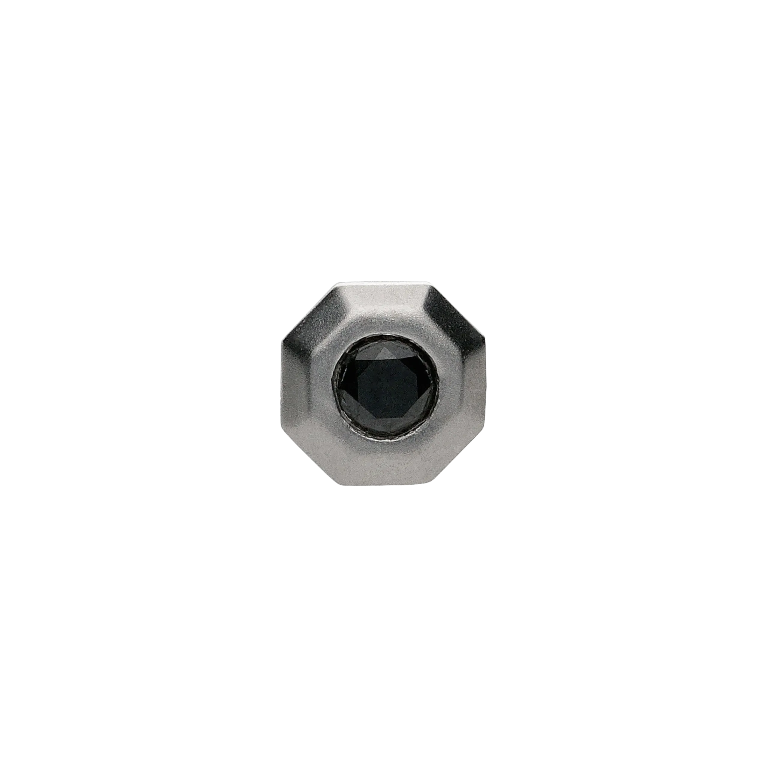 ORECCHINO A LOBO MONO OCTAGON IN ORO BIANCO SATINATO E DIAMANTE NERO - BAOR0005