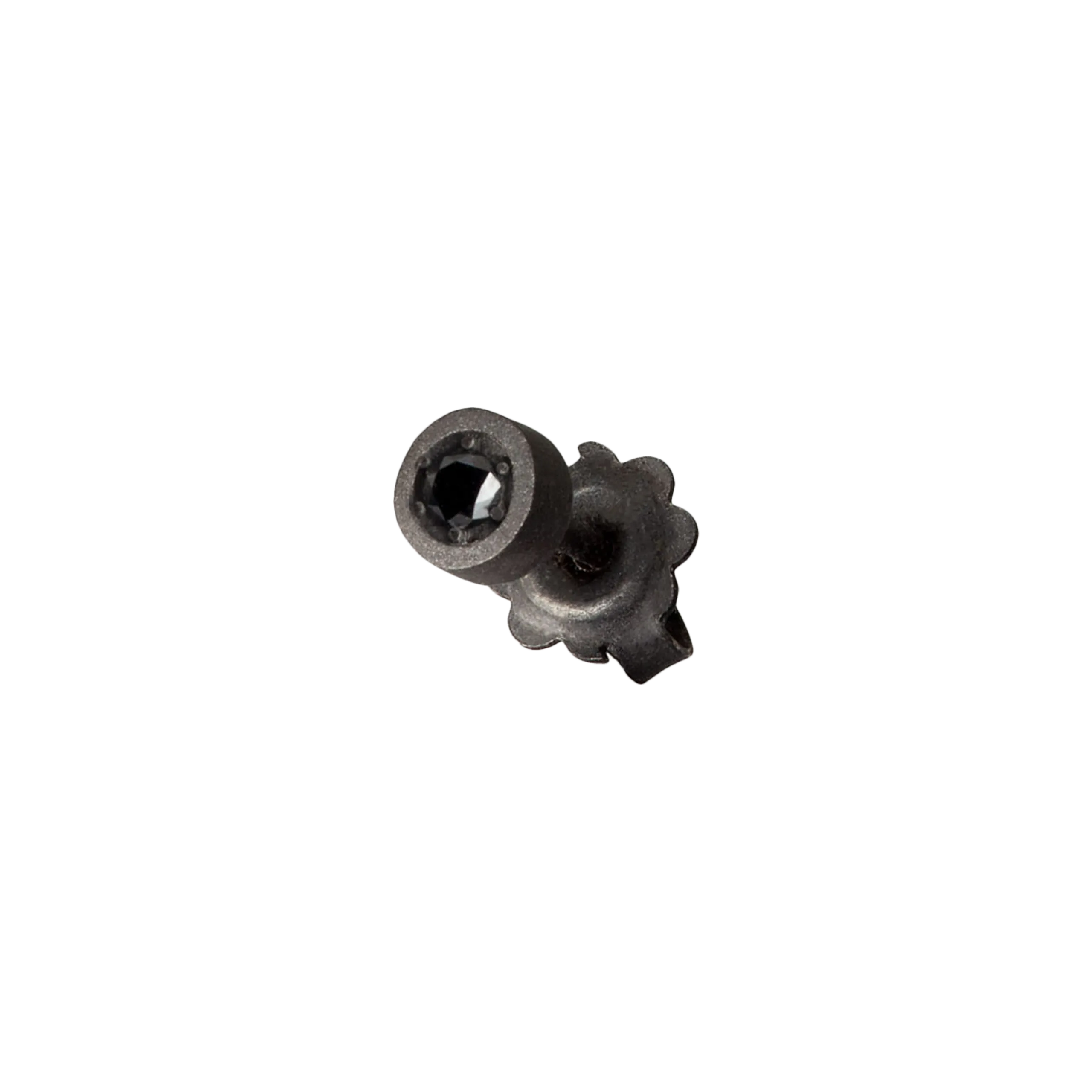 ORECCHINO SINGOLO PUNTO LUCE IN TITANIO E DIAMANTE BLACK - MINORTBPL - MINORTBPL