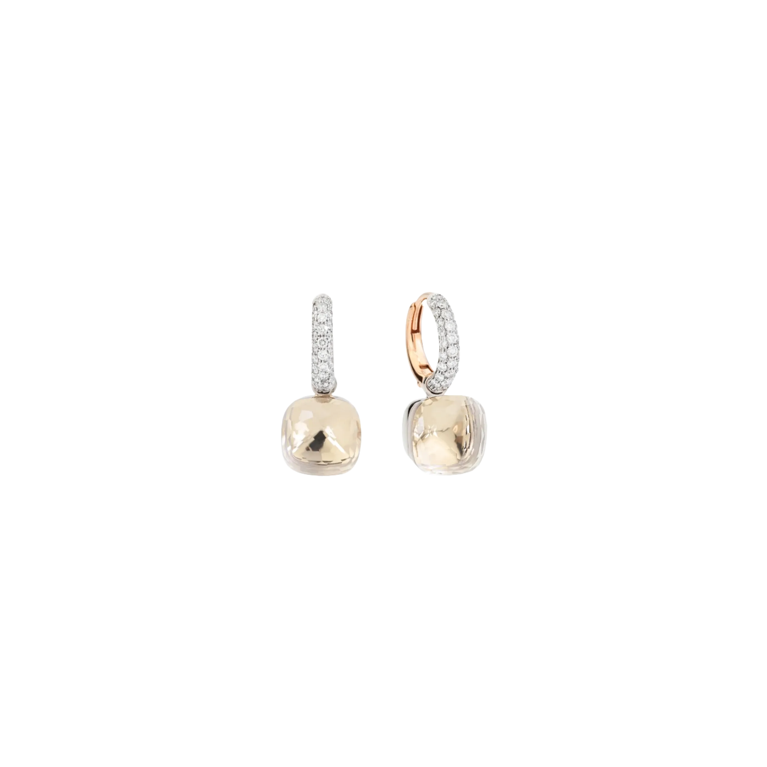 ORECCHINI NUDO CLASSIC IN ORO ROSA E BIANCO, TOPAZIO BIANCO, DIAMANTI BIANCHI SU ORO ROSA  RODIATO BIANCO - POB4010O6WHRDB0TB - POB4010O6WHRDB0TB