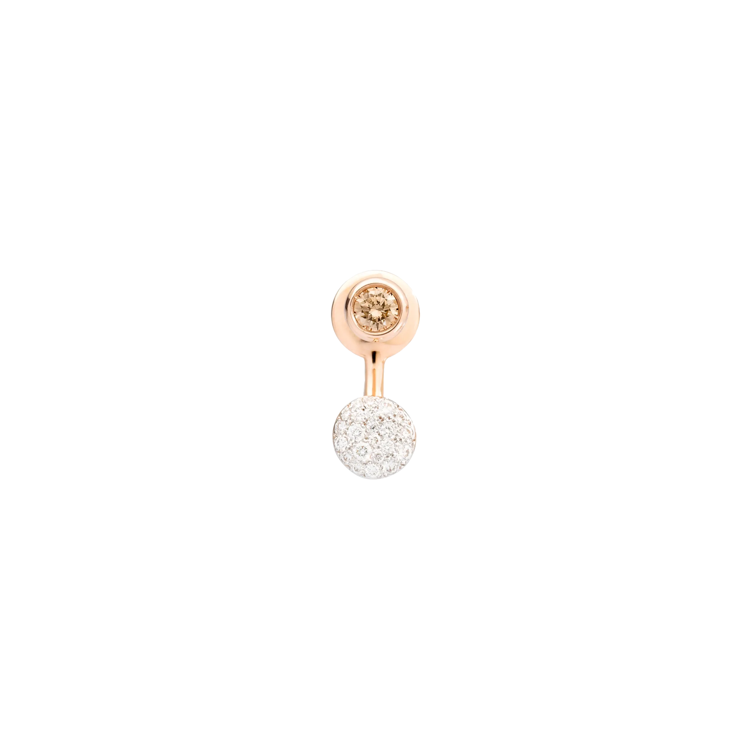 ORECCHINO SINGOLO SABBIA IN ORO ROSA CON DIAMANTE BROWN E PAVÈ DI DIAMANTI BIANCHI - PHC3052O7WHRDBRB0 - PHC3052O7WHRDBRB0