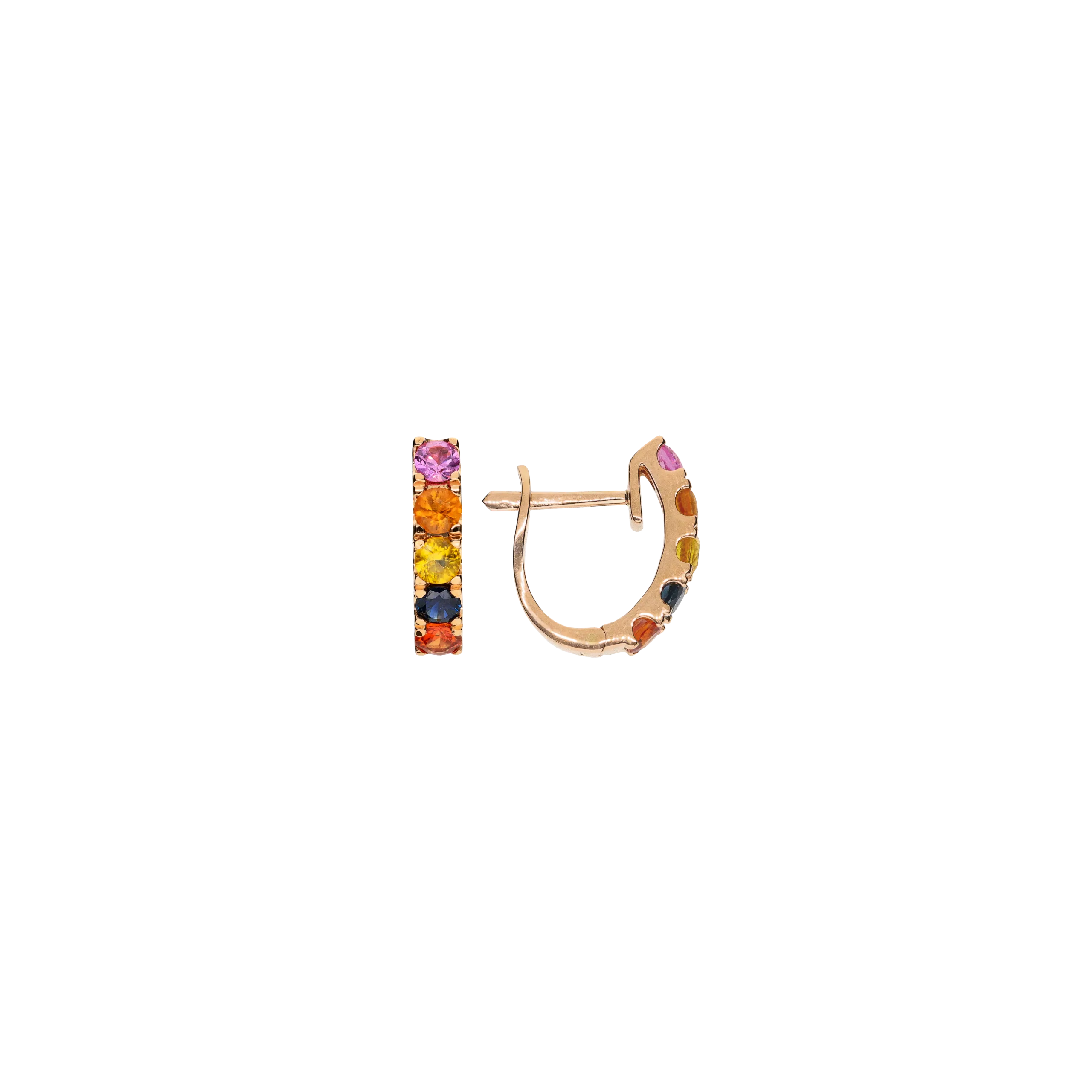 ORECCHINI RAINBOW A CERCHIO PICCOLO IN ORO ROSA E ZAFFIRI MULTICOLOR - AE2202/MS