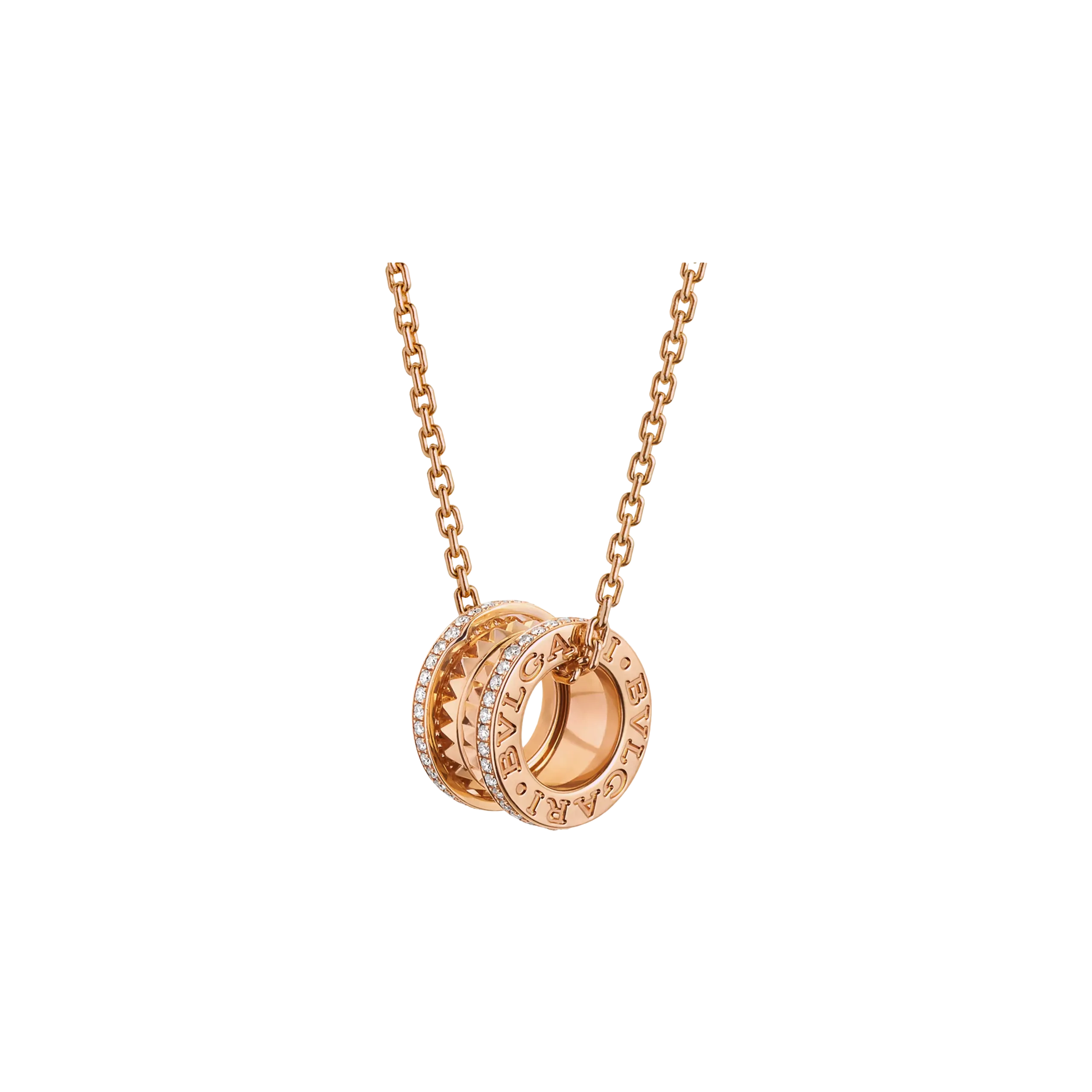 COLLANA B.ZERO1 ROCK IN ORO ROSA E PAVÉ DI DIAMANTI - CL859872 - CL859872