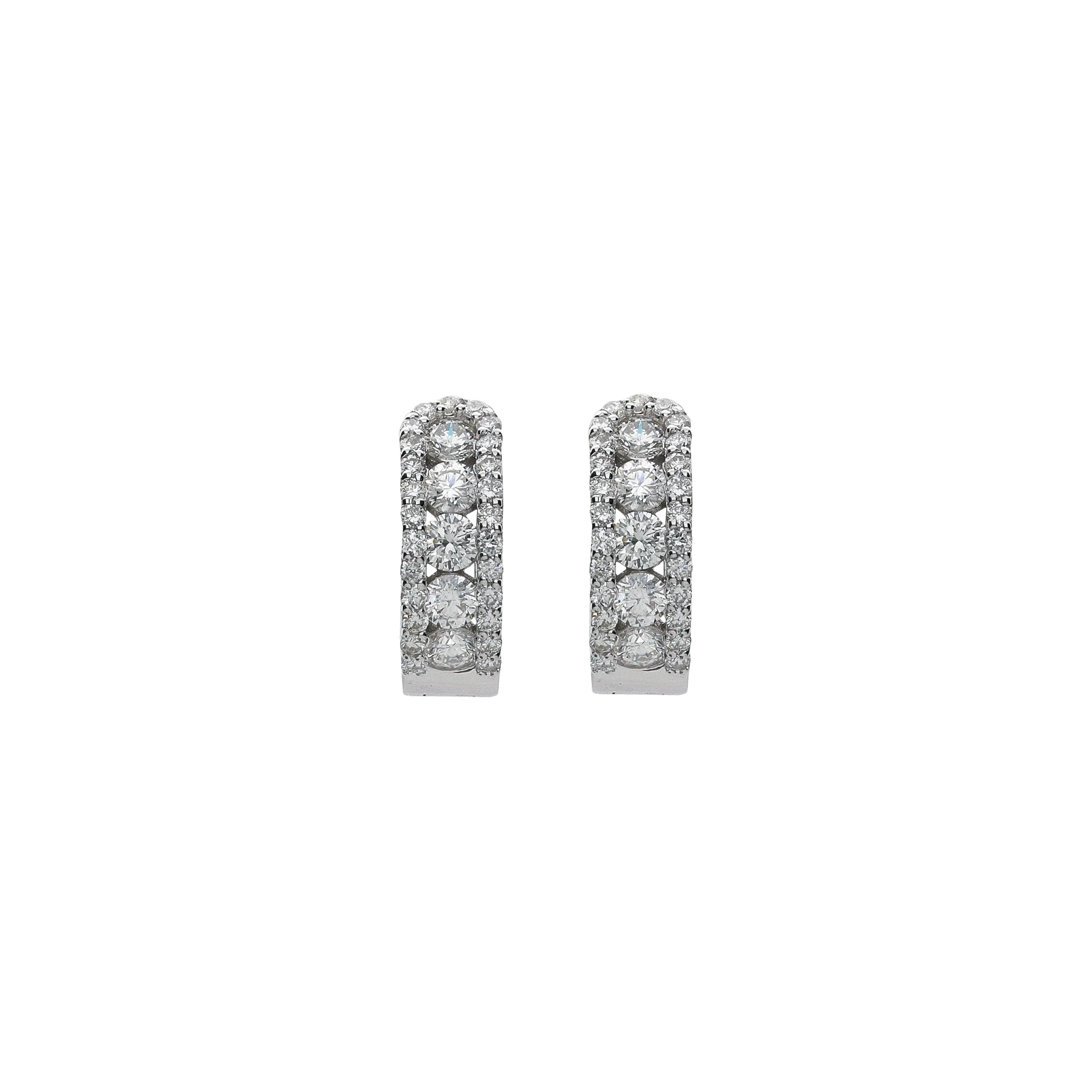 ORECCHINI A CERCHIO PICCOLO IN ORO BIANCO CON DIAMANTI BIANCHI - B12156BB