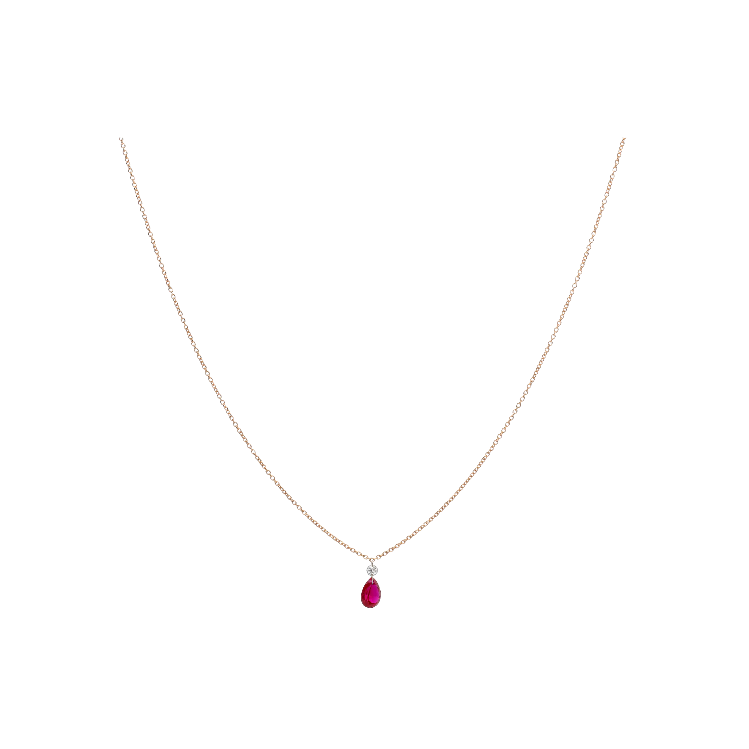 COLLANA IN ORO ROSA CON RUBINO E DIAMANTE - CO069/22-S0