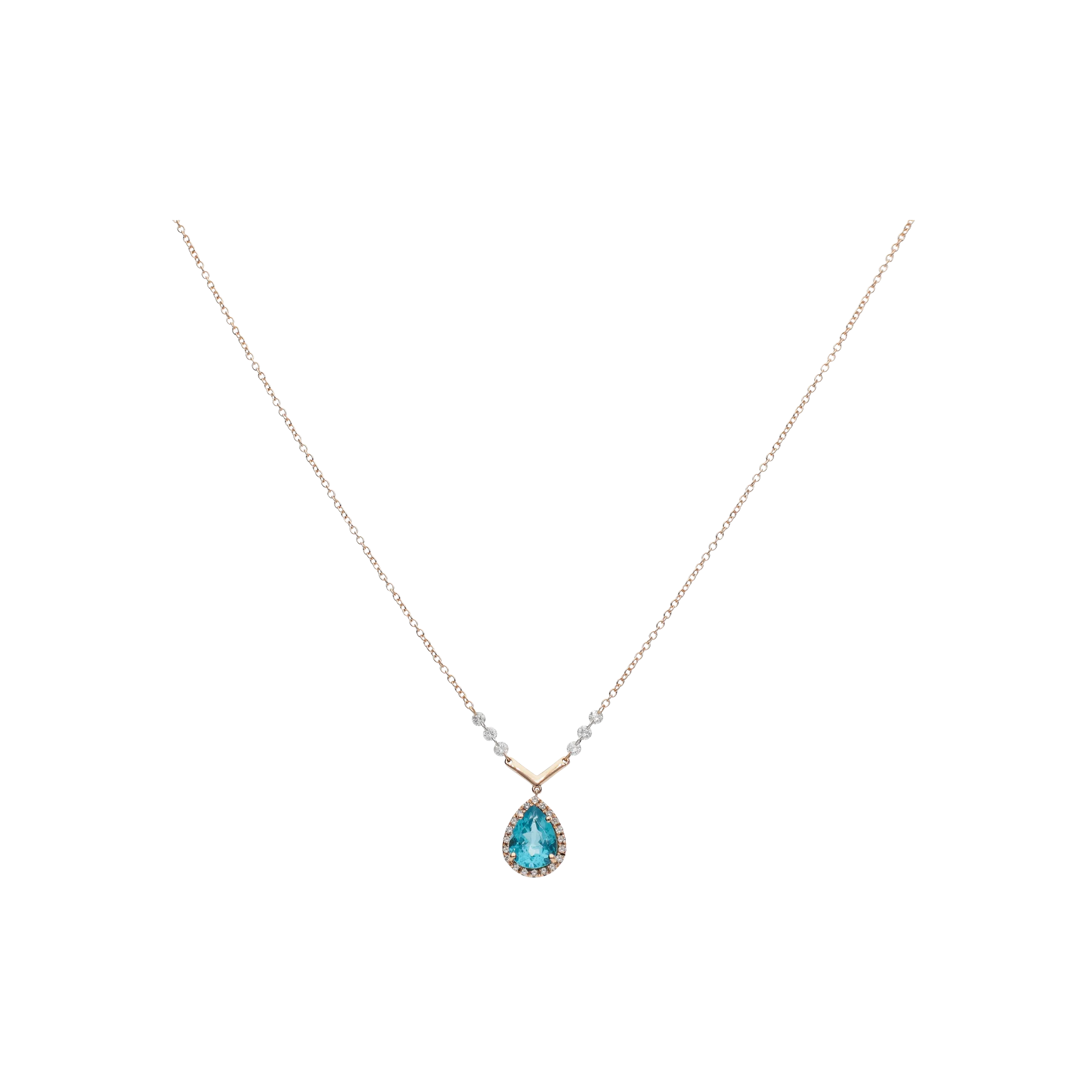 COLLANA IN ORO ROSA CON APATITE E DIAMANTI - C087/2-S0