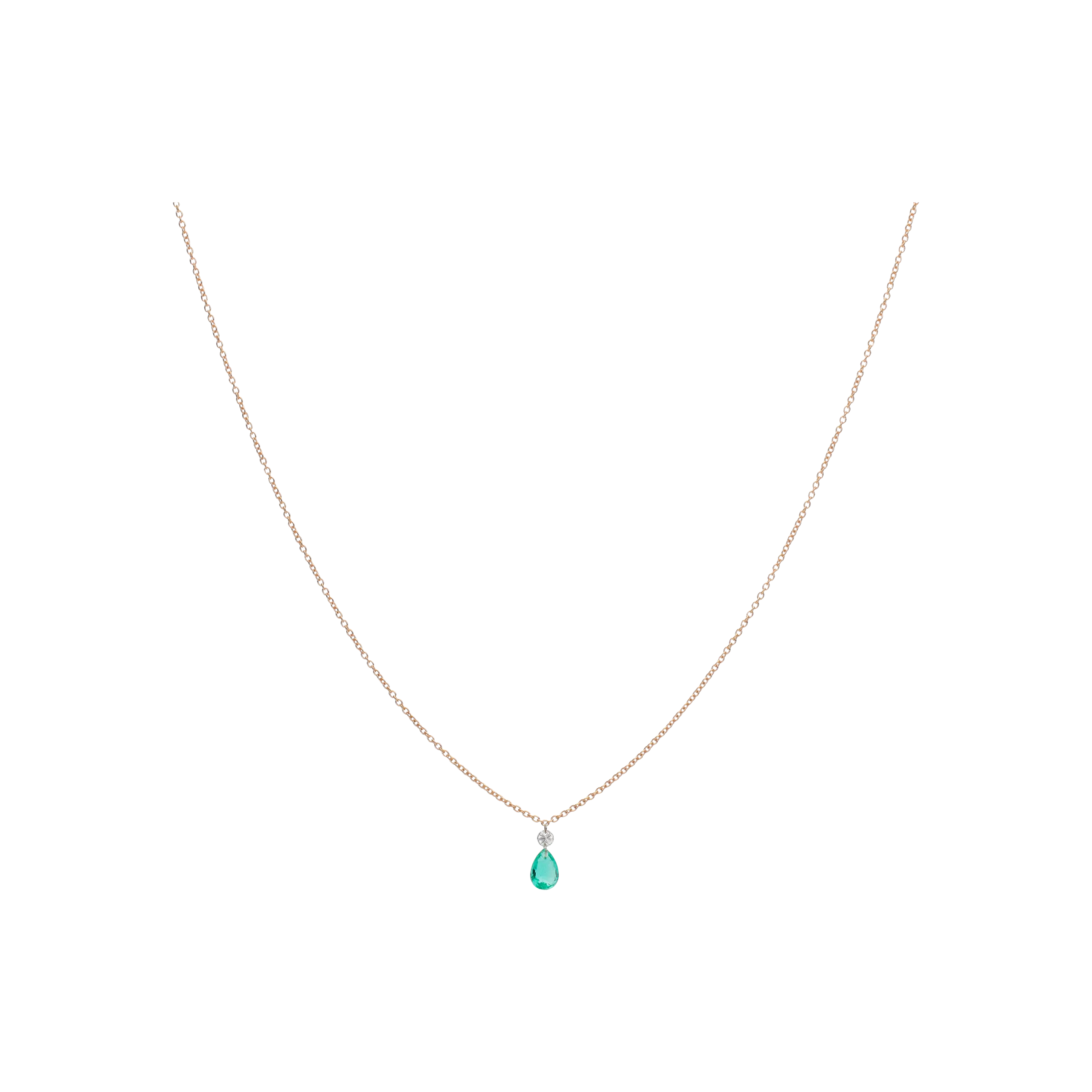 COLLANA IN ORO ROSA CON SMERALDO E DIAMANTE - C069/22