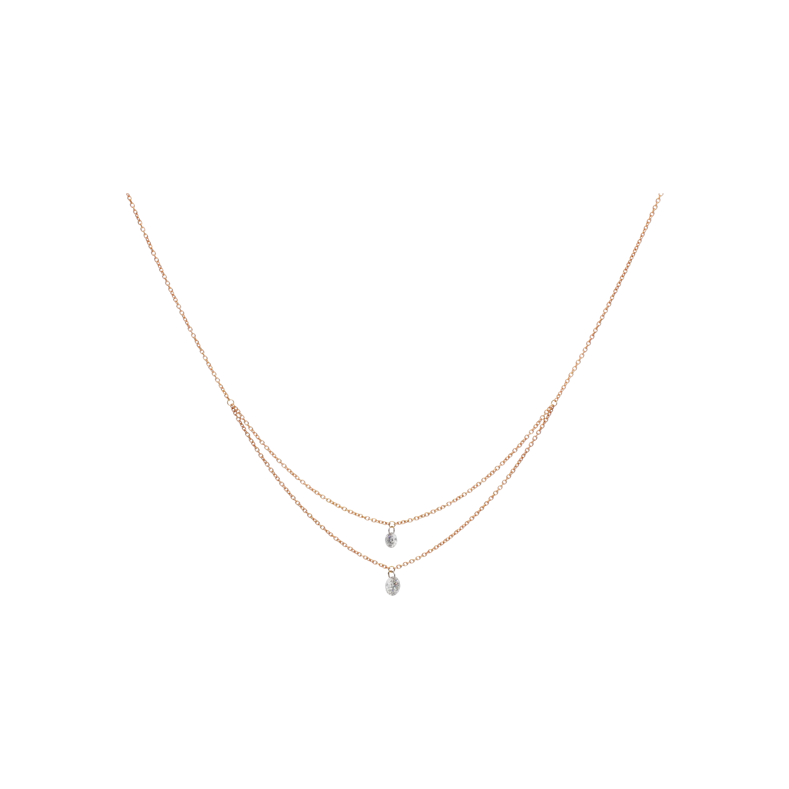 COLLANA A DOPPIO FILO IN ORO ROSA CON DIAMANTI - C058/19/2-S0