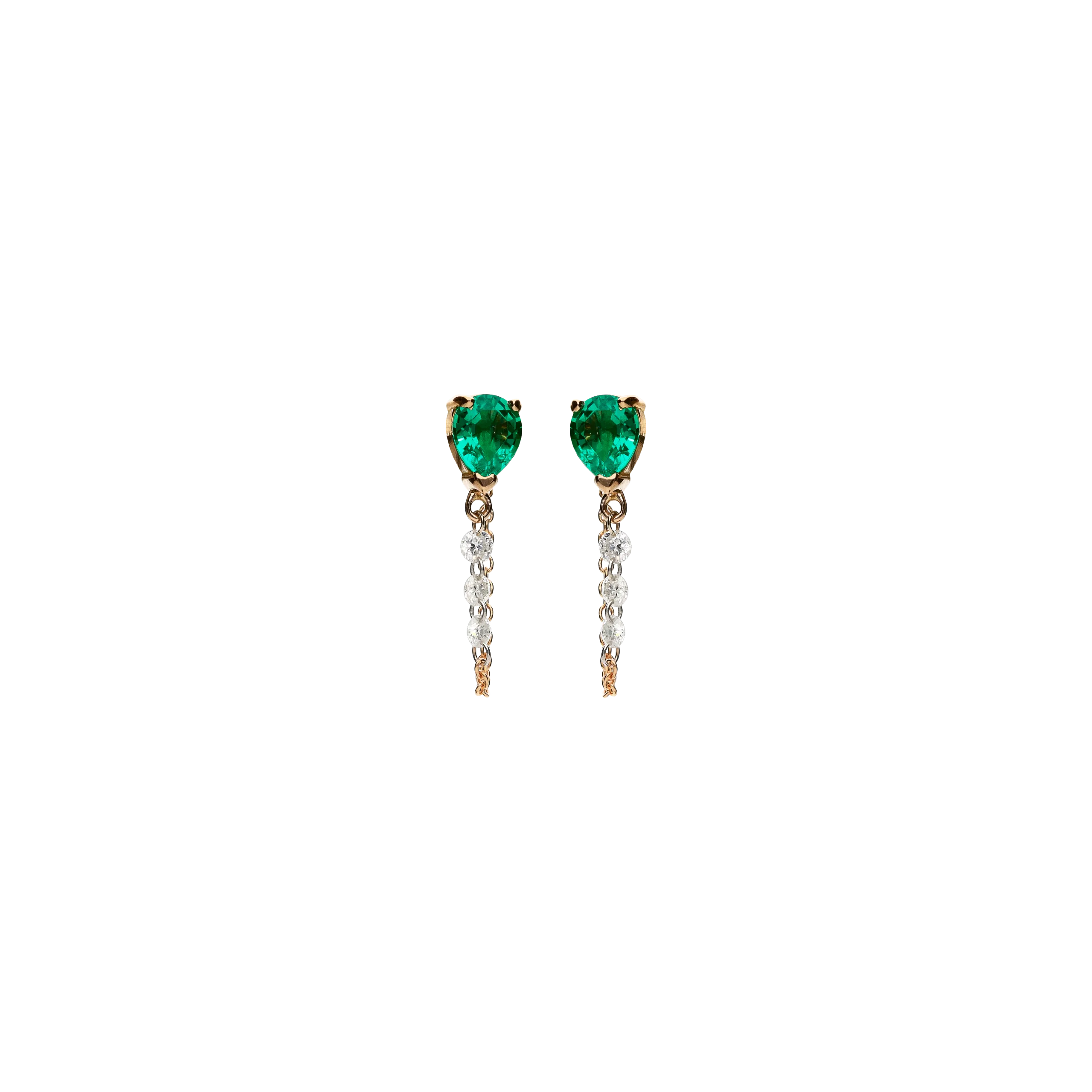 ORECCHINI IN ORO ROSA CON SMERALDI E CATENELLA CON DIAMANTI - O287/1-S0