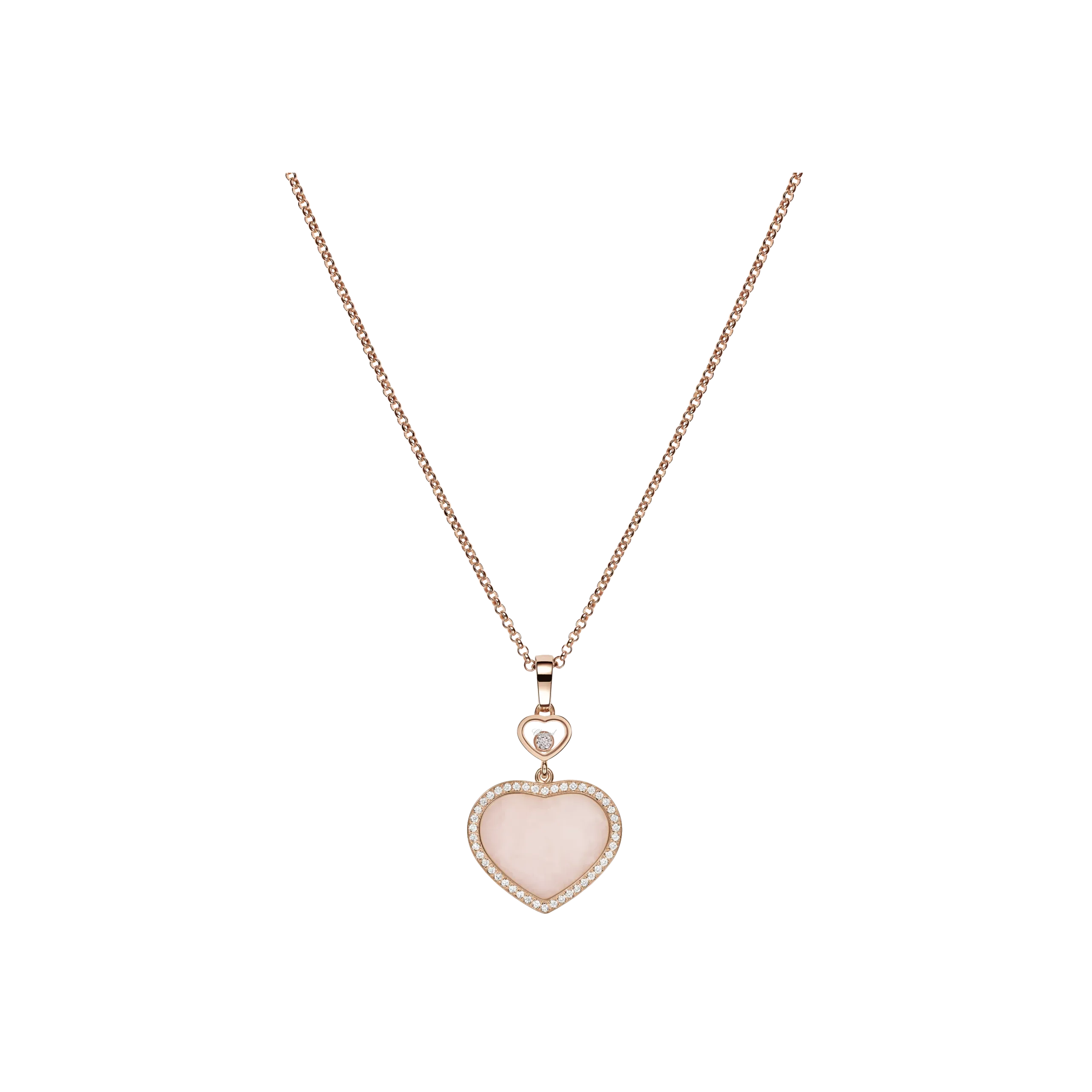 PENDENTE HAPPY HEARTS, ORO ROSA ETICO, DIAMANTI, OPALE ROSA - 79A074-5620 - 79A074-5620