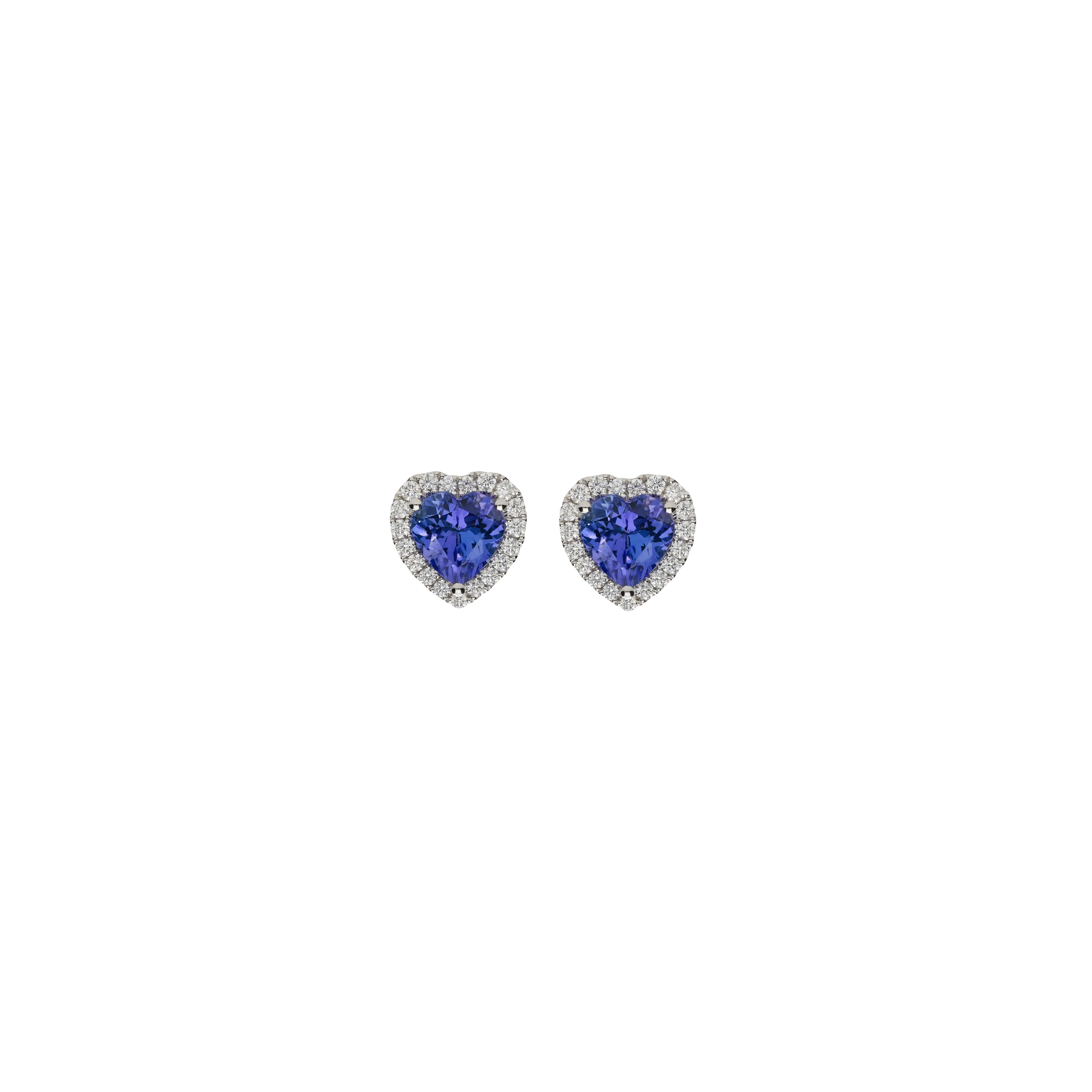 ORECCHINI CUORE A LOBO IN ORO BIANCO CON TANZANITE E DIAMANTI - 1PE0271245/5