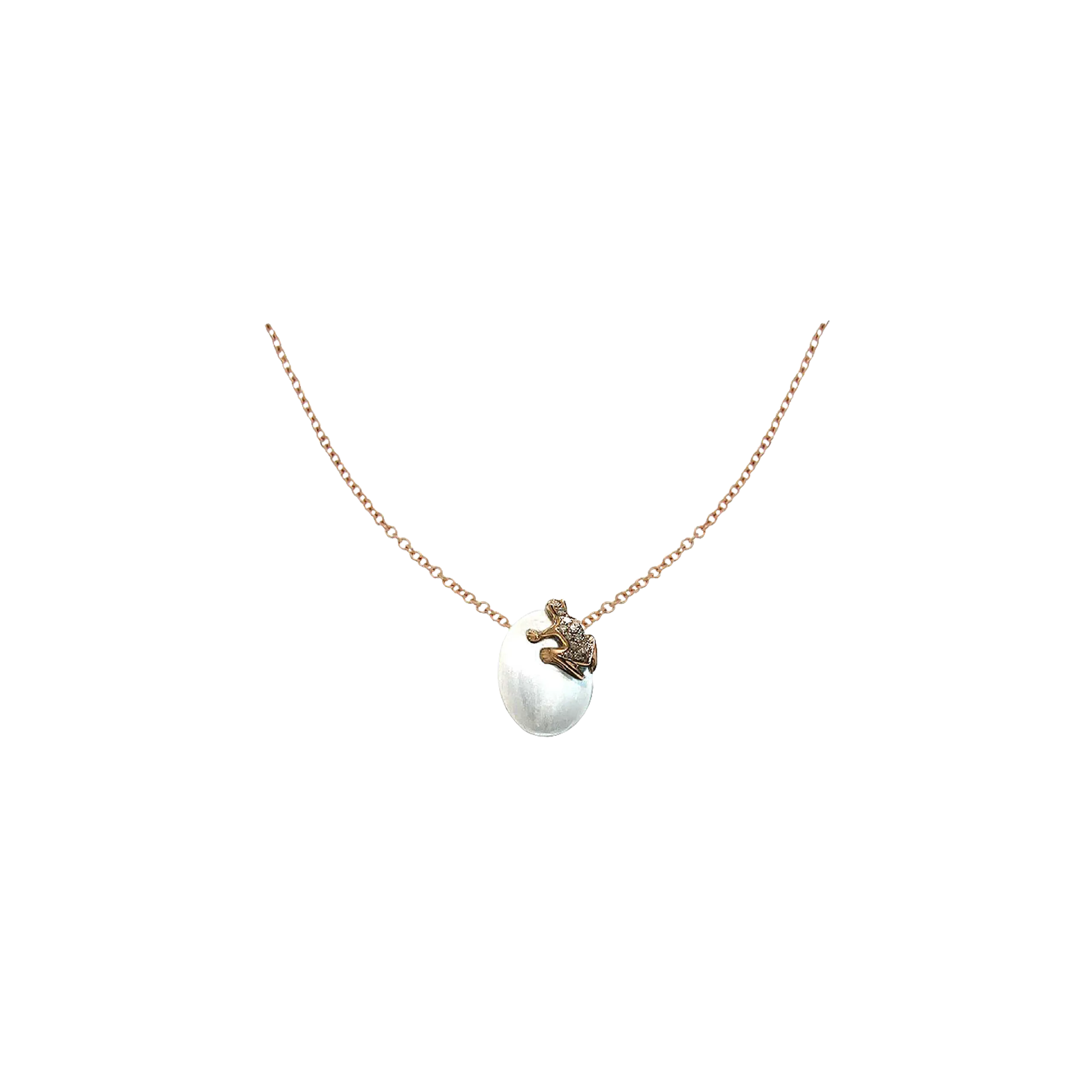 COLLANA HAPPY FROG CON ELEMENTO BIANCO ORO ROSA E DIAMANTI - DHF02CATBRRDI - DHF02CATBRRDI