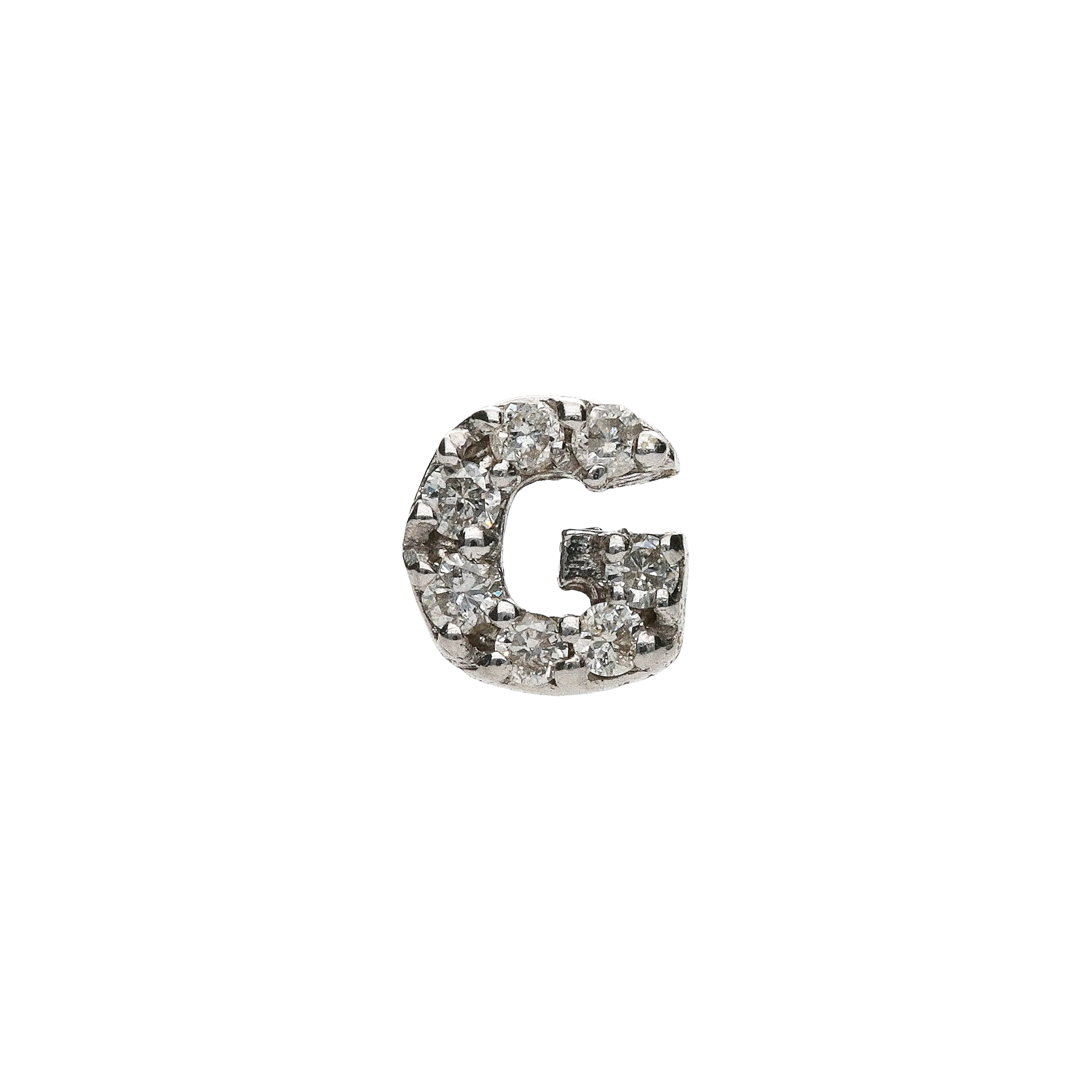 ORECCHINO SINGOLO IN ORO BIANCO CON LETTERA G IN PAVÉ DI DIAMANTI BIANCHI - BAOR16