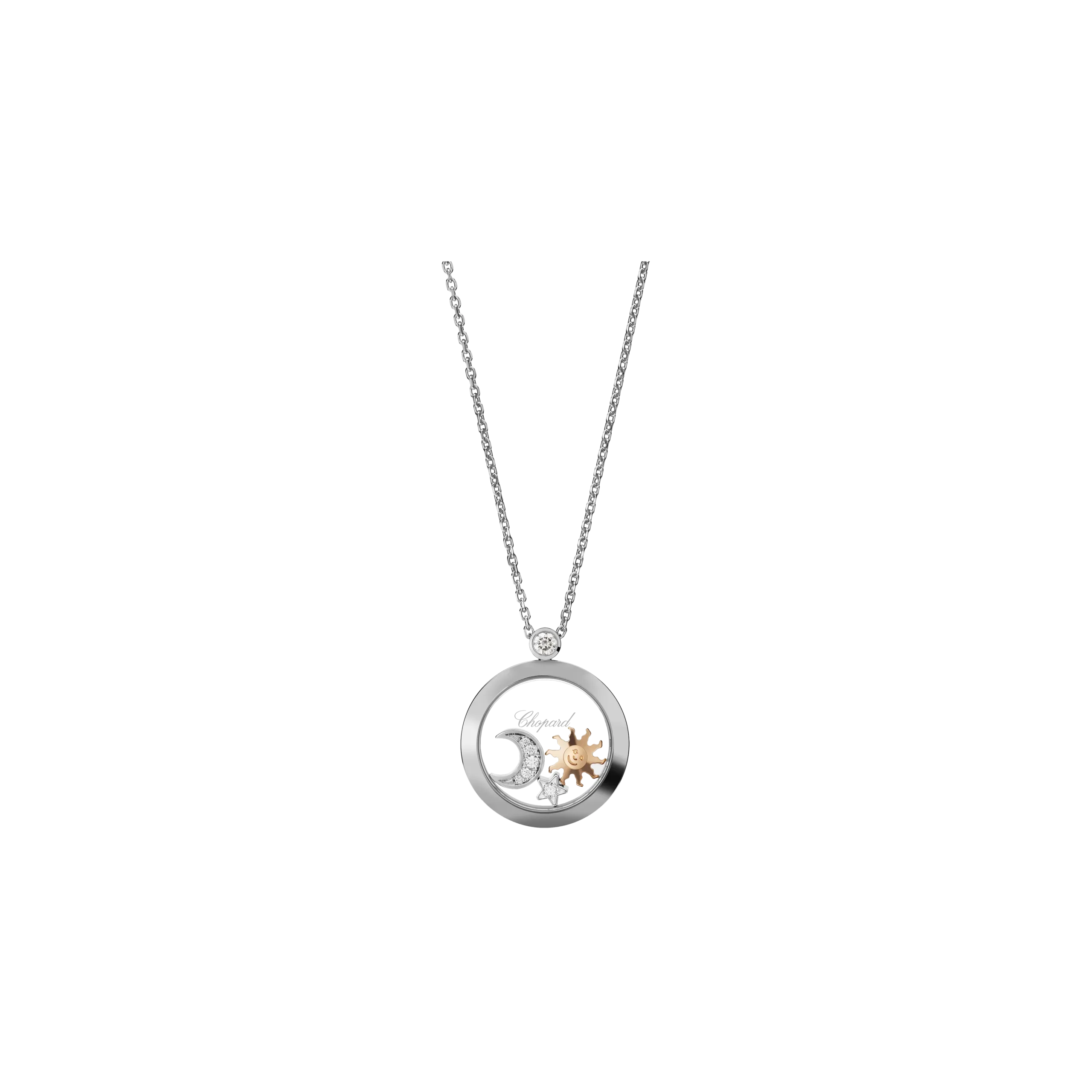 CHOPARD - HAPPY SUN, MOON AND STARS CIONDOLO IN ORO BIANCO ETICO, DIAMANTI - 799434-1201 - 799434-1201