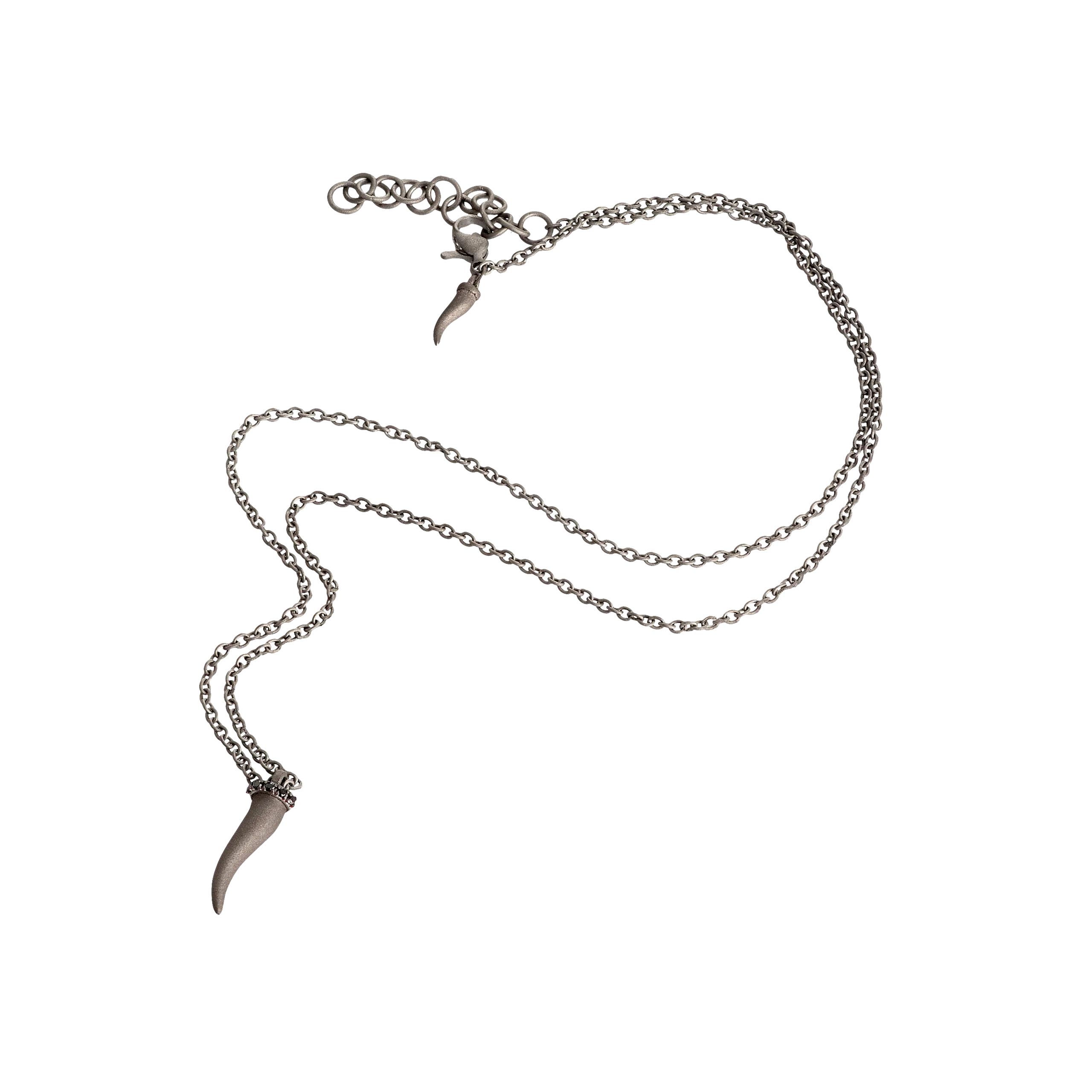 COLLANA UOMO LINEA CHARMS LUCKY HORN CON CORNETTO IN TITANIO, 5 DIAMANTI BLACK E CATENA - CHGIRT5BPENKPEN