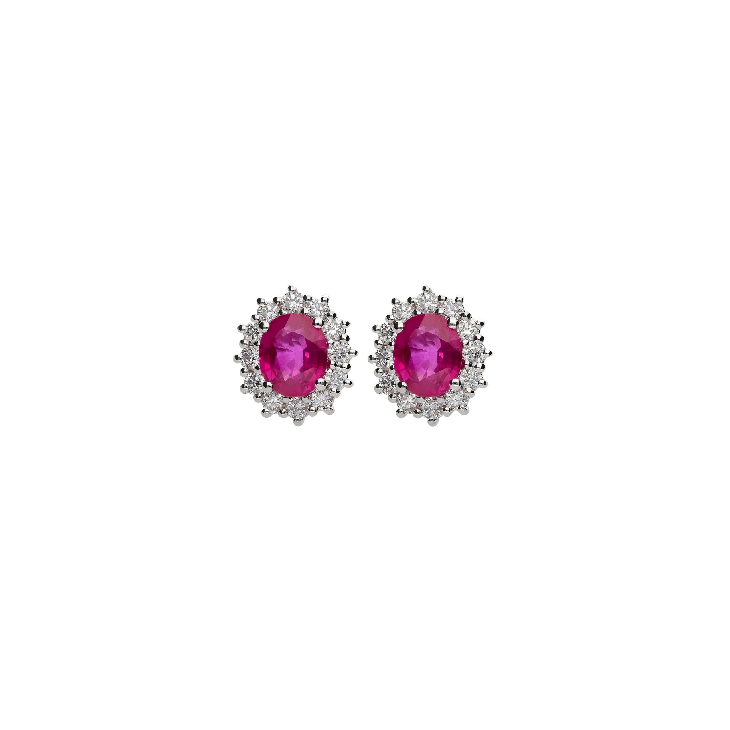 ORECCHINI ROSETTA IN ORO BIANCO CON RUBINI E DIAMANTI - 234-B6226-6-5