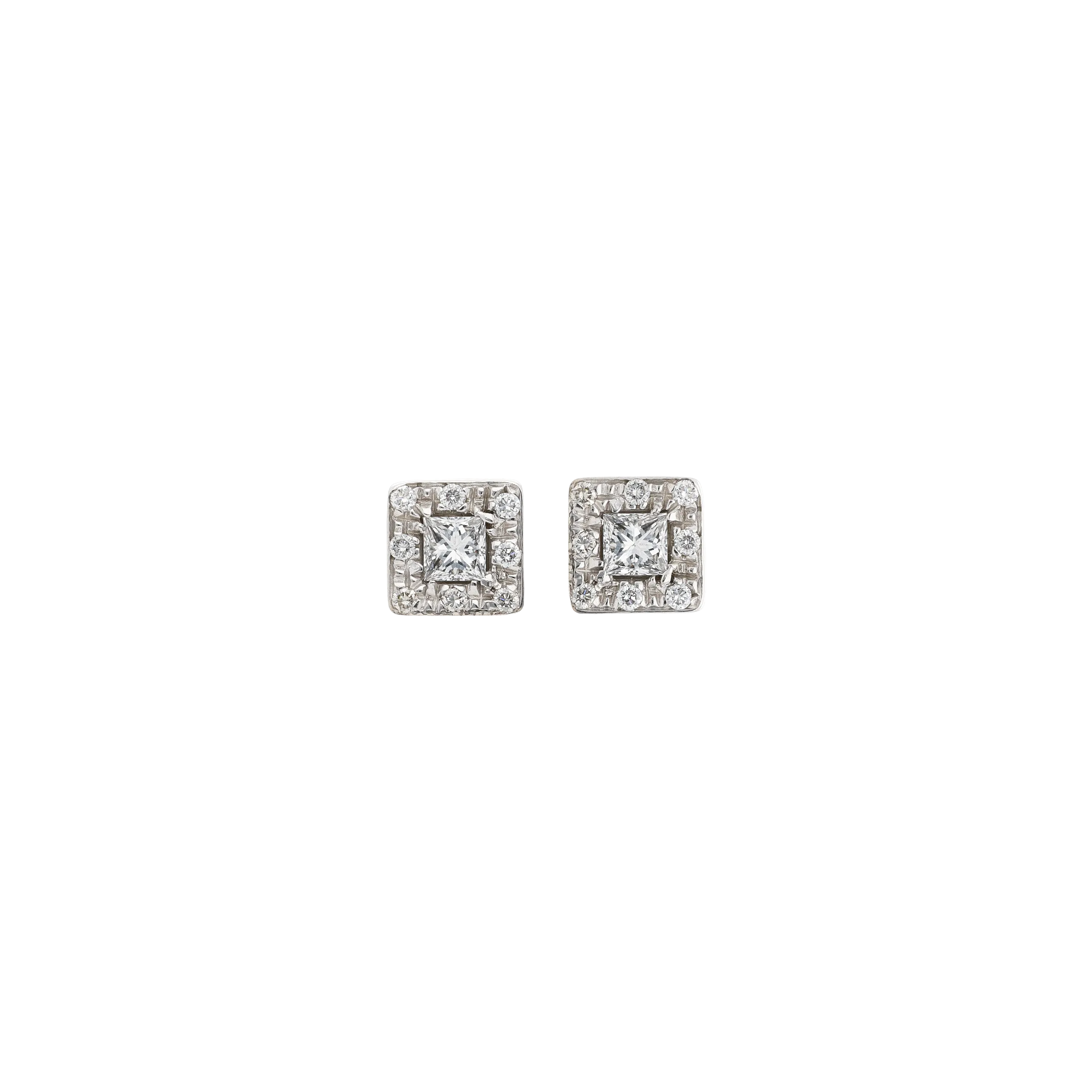 ORECCHINI A LOBO IN ORO BIANCO CON PAVÉ DI DIAMANTI - BAOR26