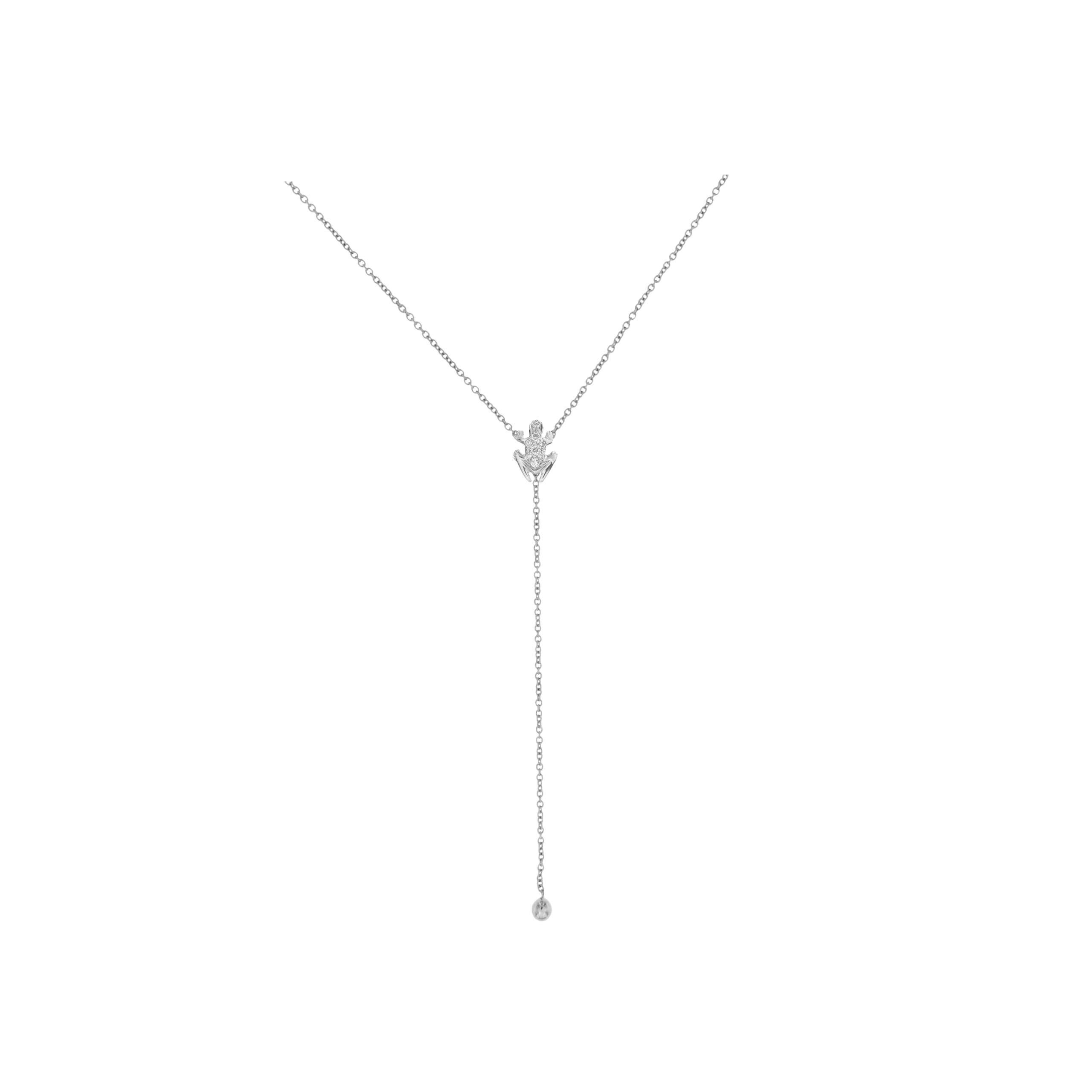 COLLANA Y-SHAPE HAPPY FROG IN ORO BIANCO E DIAMANTI - DHF01CABBDI