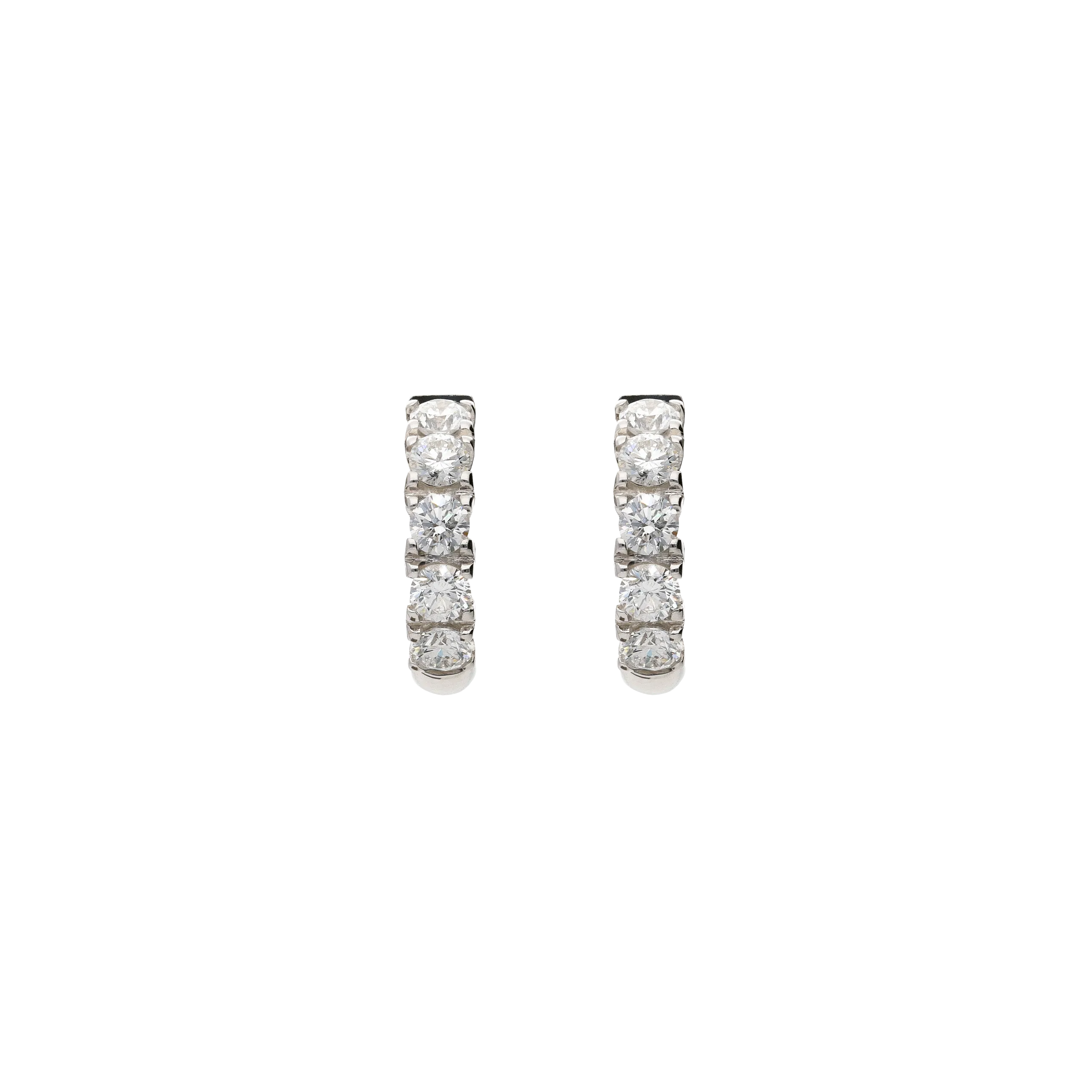 ORECCINI A CERCHIO PICCOLO IN ORO BIANCO CON DEMI-PAVÉ DI DIAMANTI - 117-OR654