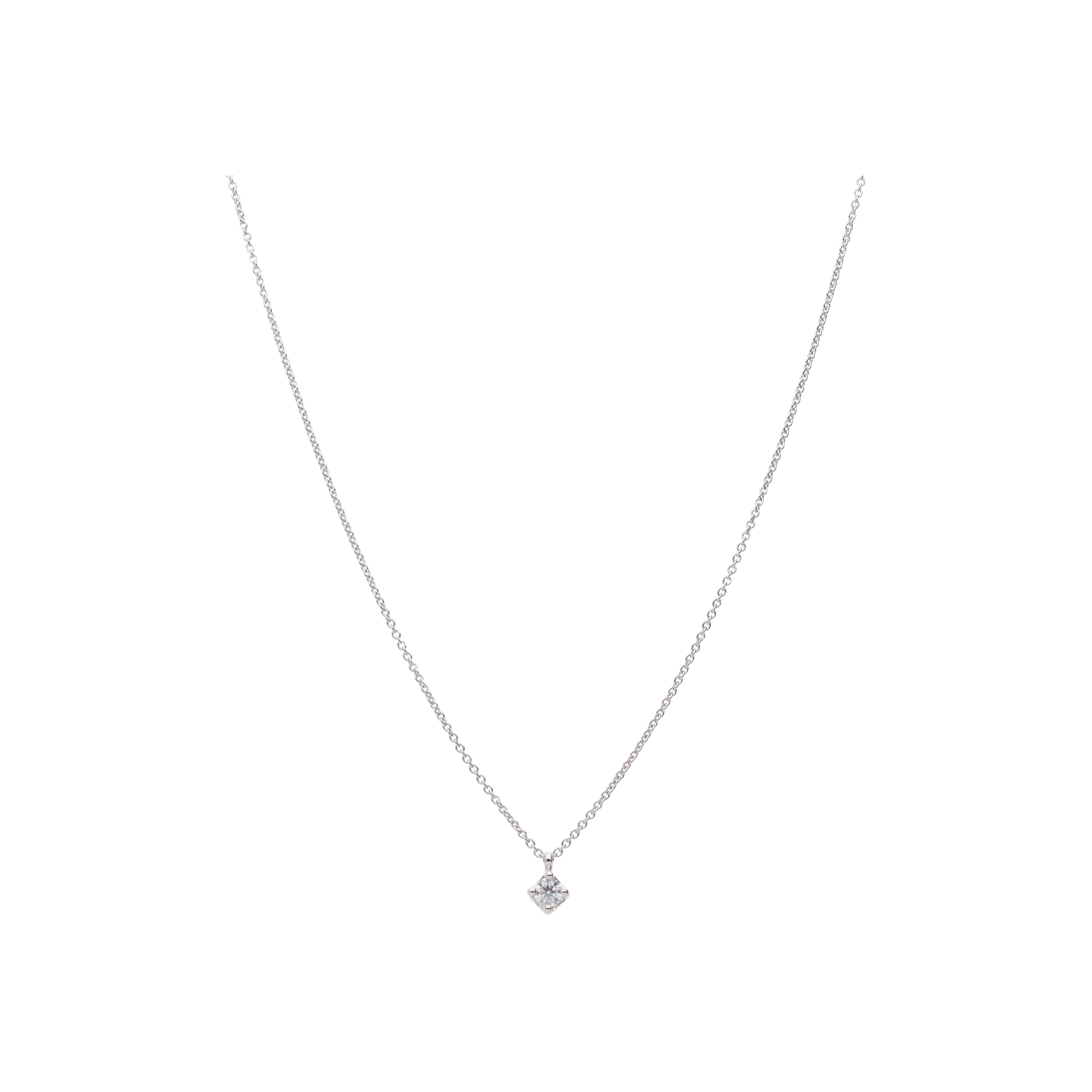 COLLANA PUNTO LUCE SOLITARIO IN ORO BIANCO E DIAMANTE - 318-2595-C-380