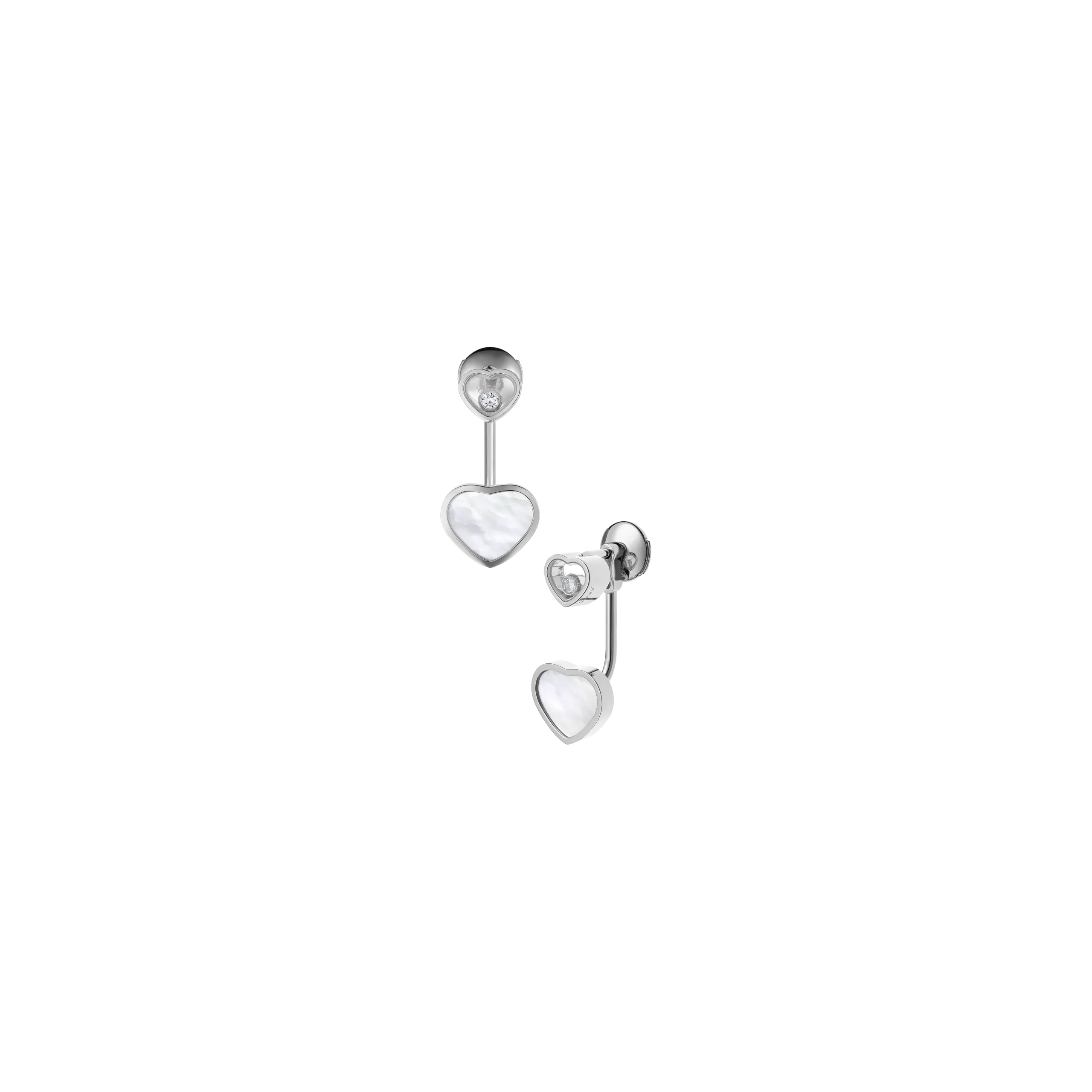 ORECCHINI HAPPY HEARTS, ORO BIANCO ETICO, DIAMANTI, MADREPERLA - 83A082-1301