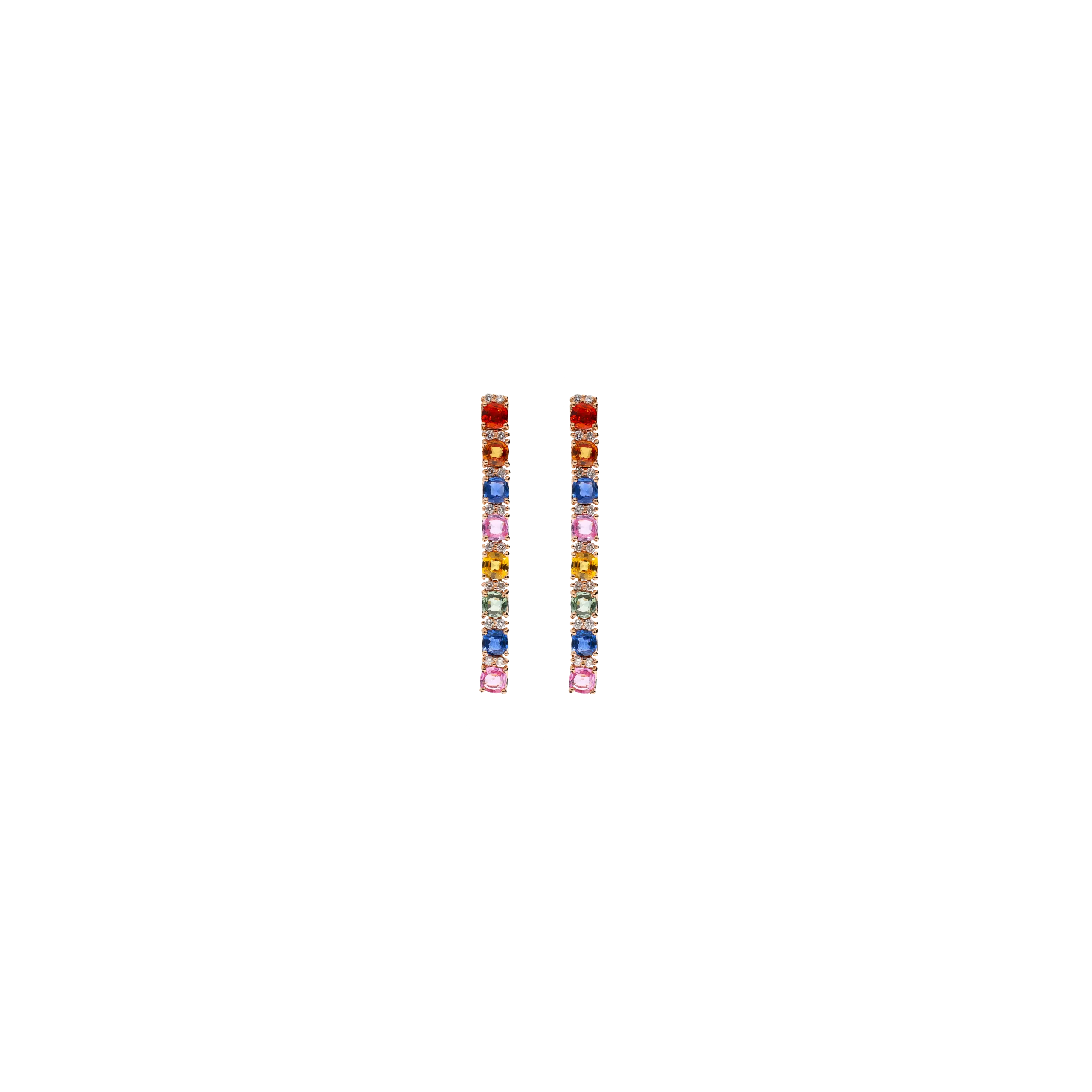 ORECCHINI RAINBOW IN ORO ROSA CON FILA DI ZAFFIRI MULTICOLOR E DIAMANTI - AE2930/MS