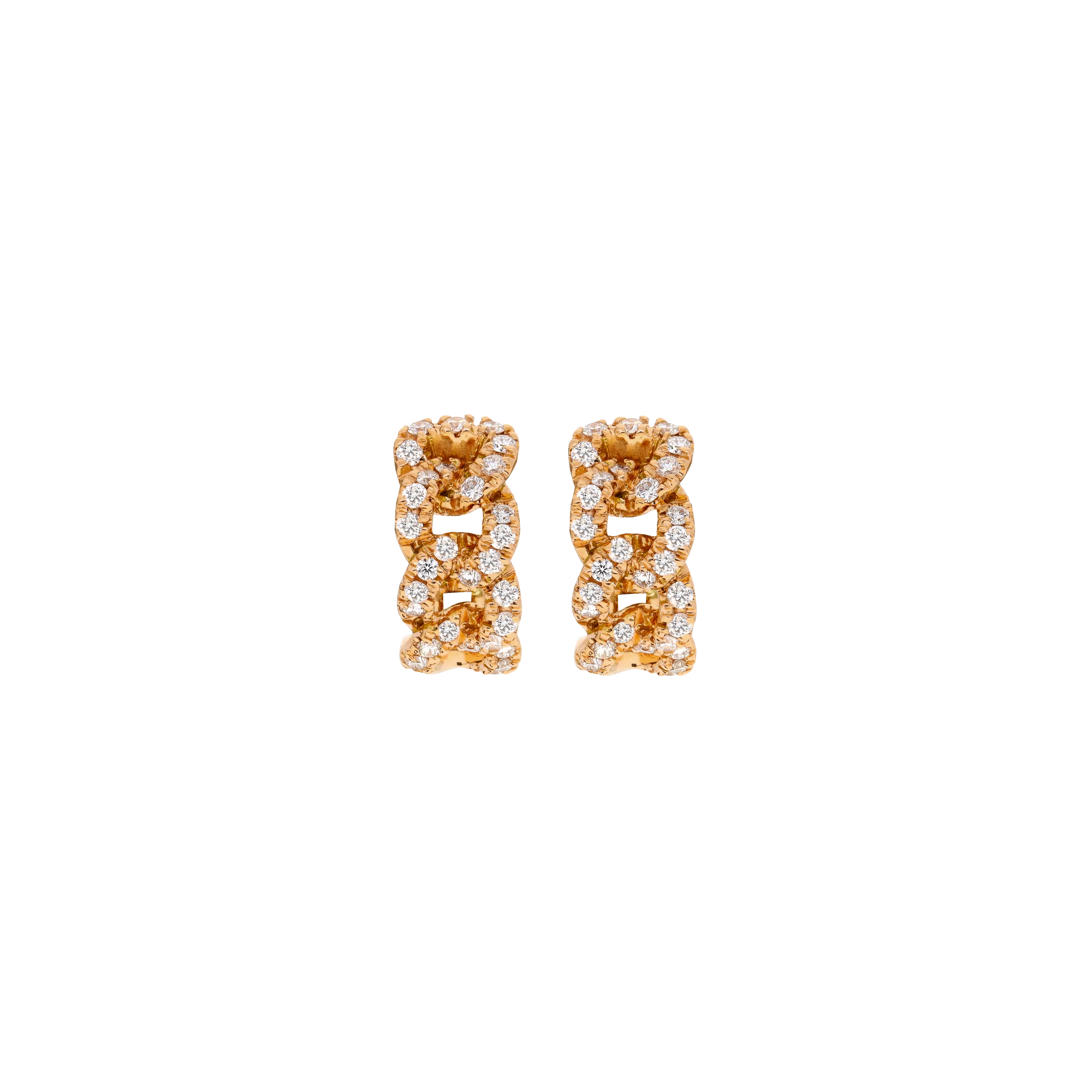 ORECCHINI GROUMETTE A CERCHIO PICCOLO IN ORO ROSA 18 CARATI E DEMI-PAVÉ DI DIAMANTI - 302-D816M-BO