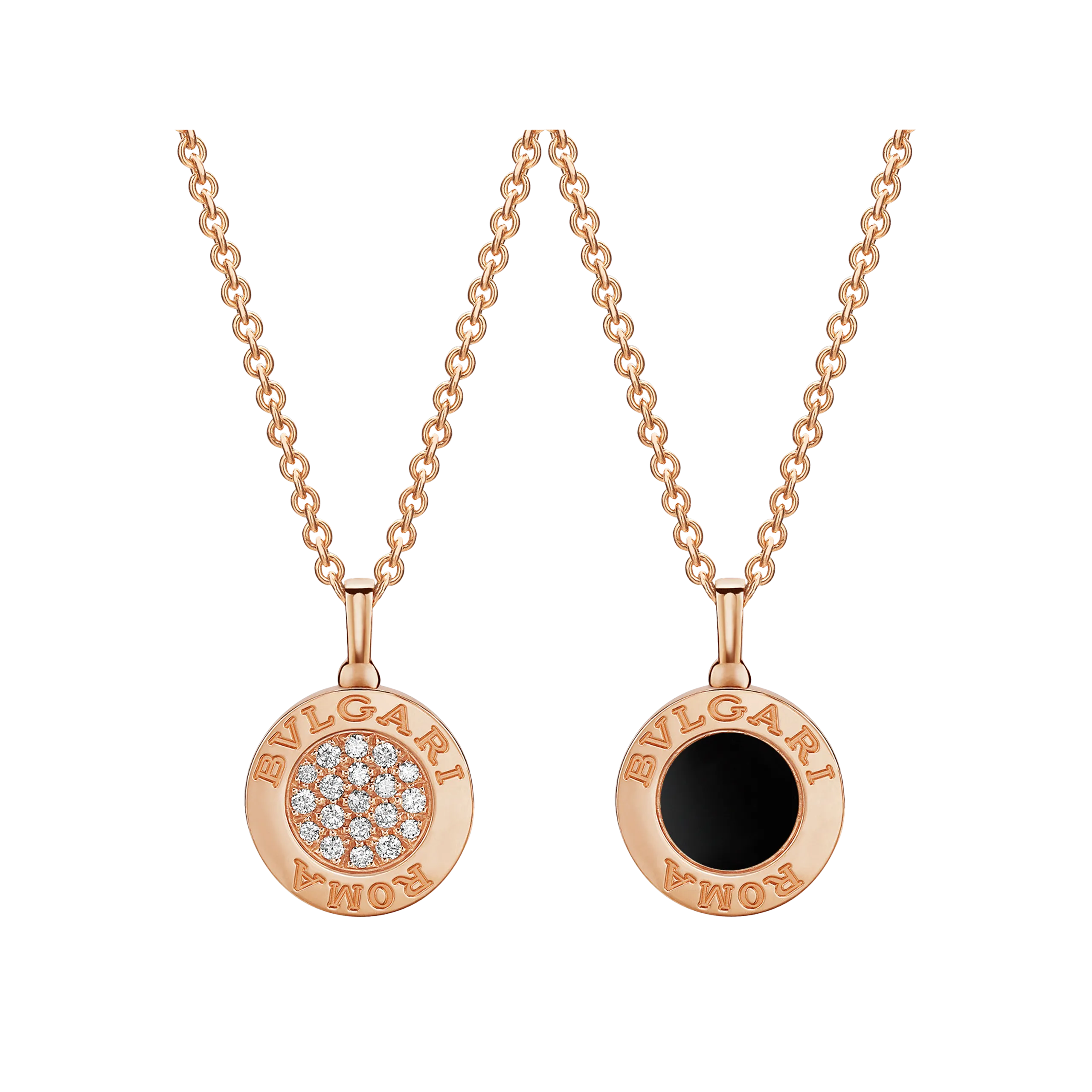 COLLANA BVLGARI BVLGARI IN ORO ROSA CON PAVÉ DI DIAMANTI E ONICE NERA - CL857357 - CL857357