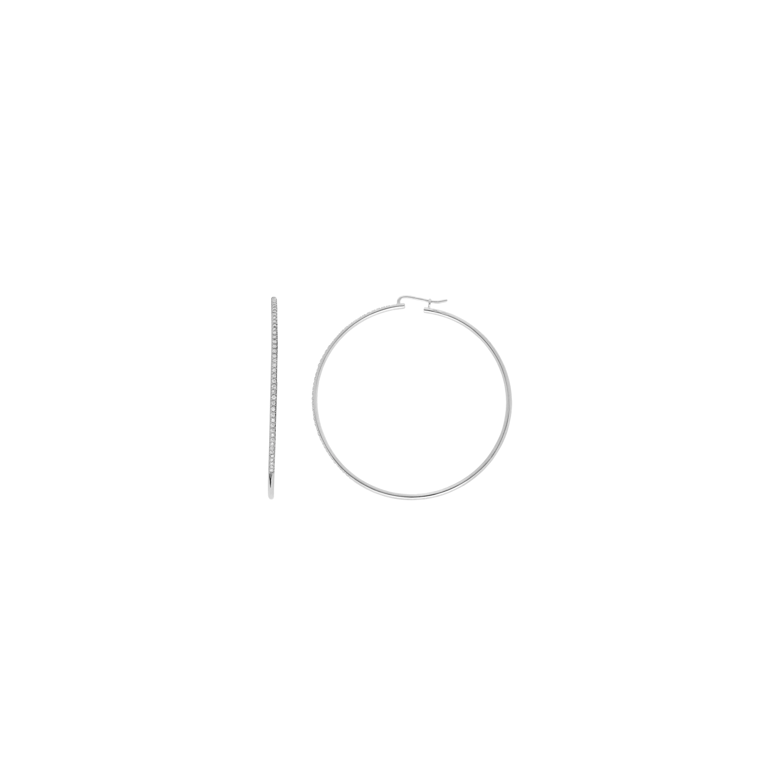 ORECCHINI A CERCHIO GRANDE IN ORO BIANCO E DEMI-PAVÉ DI DIAMANTI - B11861BBR-2