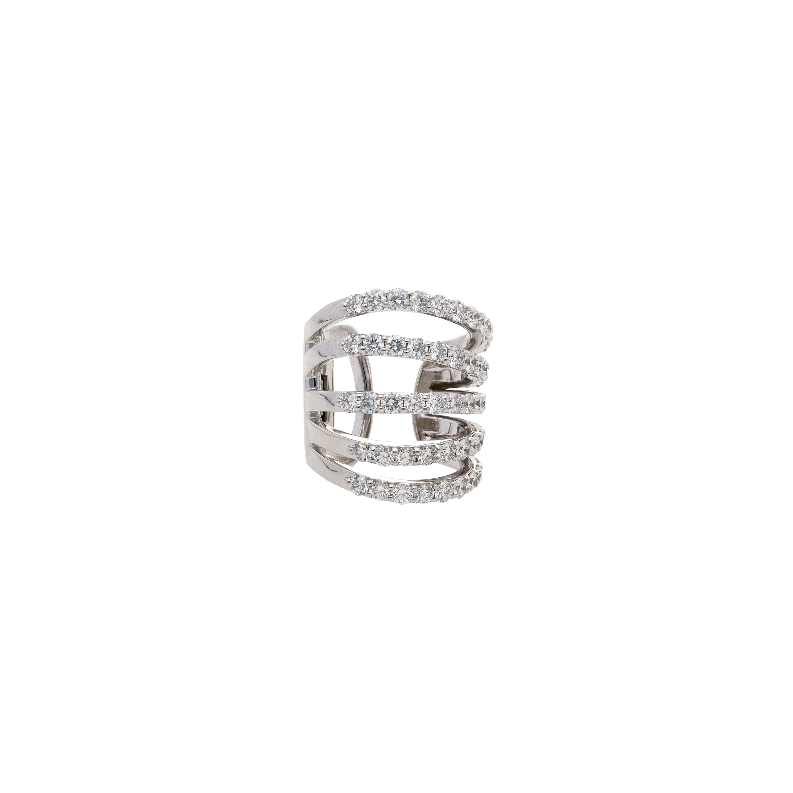 ORECCHINO SINGOLO EARCUFF IN ORO BIANCO E 5 FILE DI DIAMANTI - 276-15272