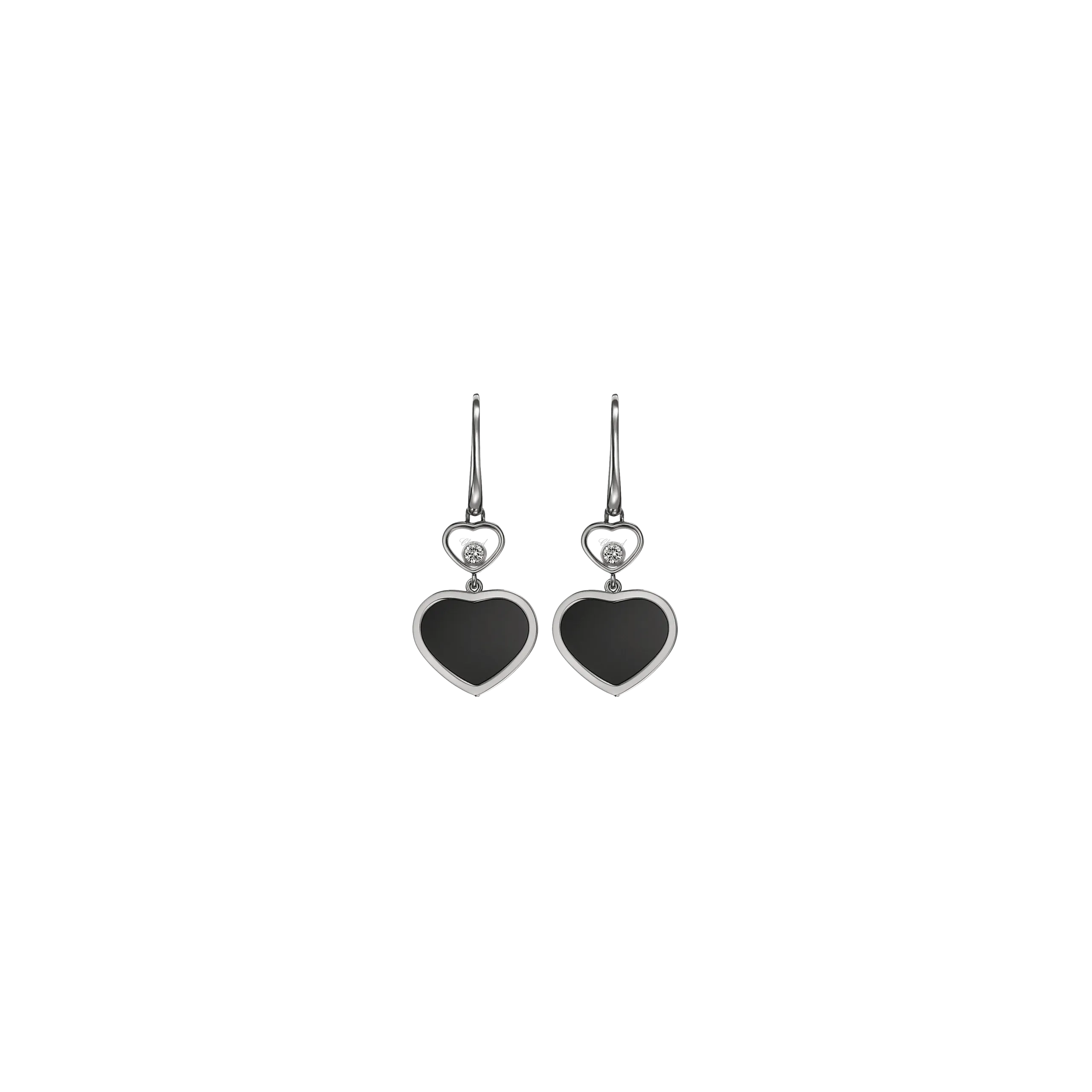 CHOPARD - ORECCHINI HAPPY HEARTS IN ORO BIANCO CON DIAMANTI E ONICE - 837482-1210