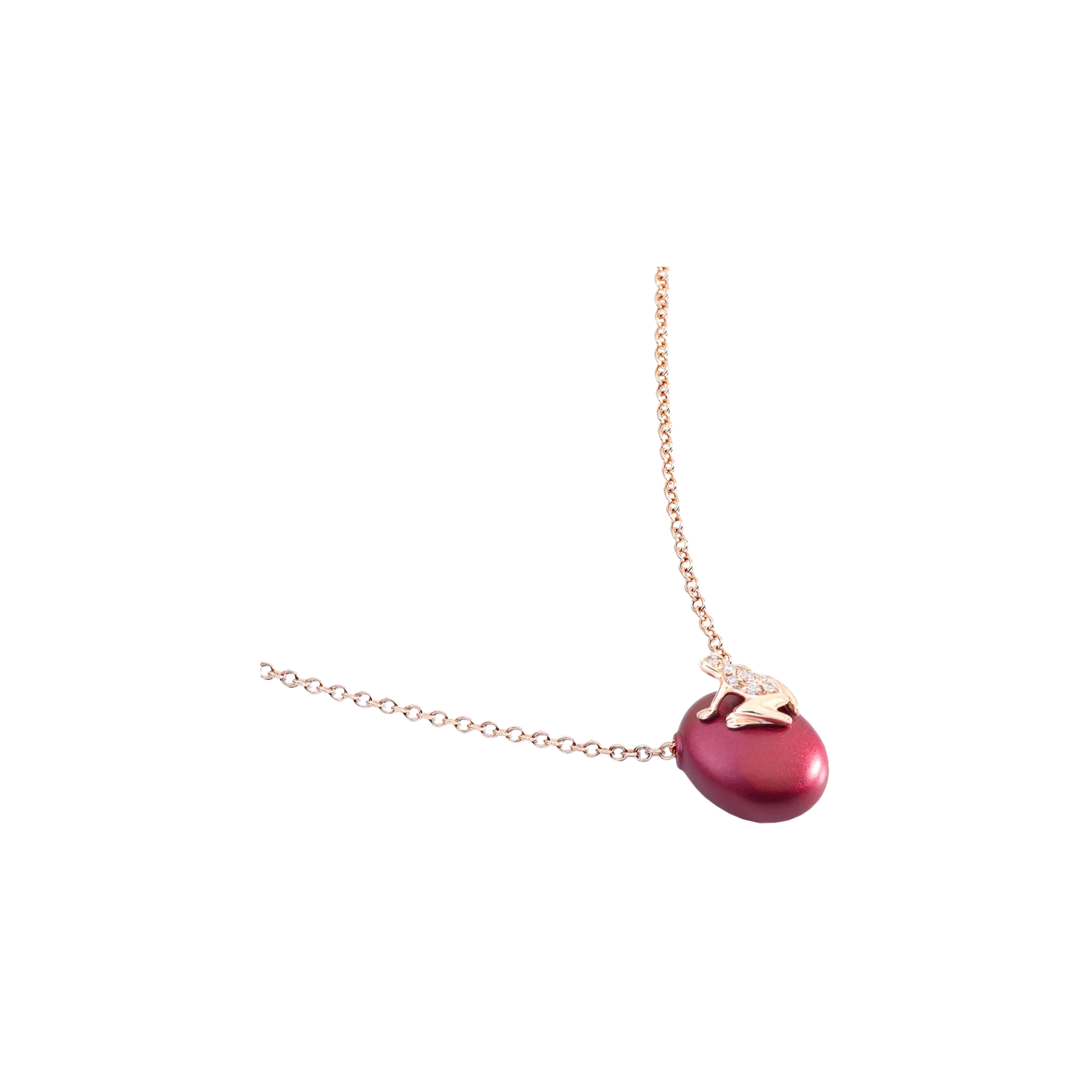 COLLANA HAPPY FROG ROSSO MAGENTA SATIN IN ORO ROSA E DIAMANTI - DHF02CASRRRDI