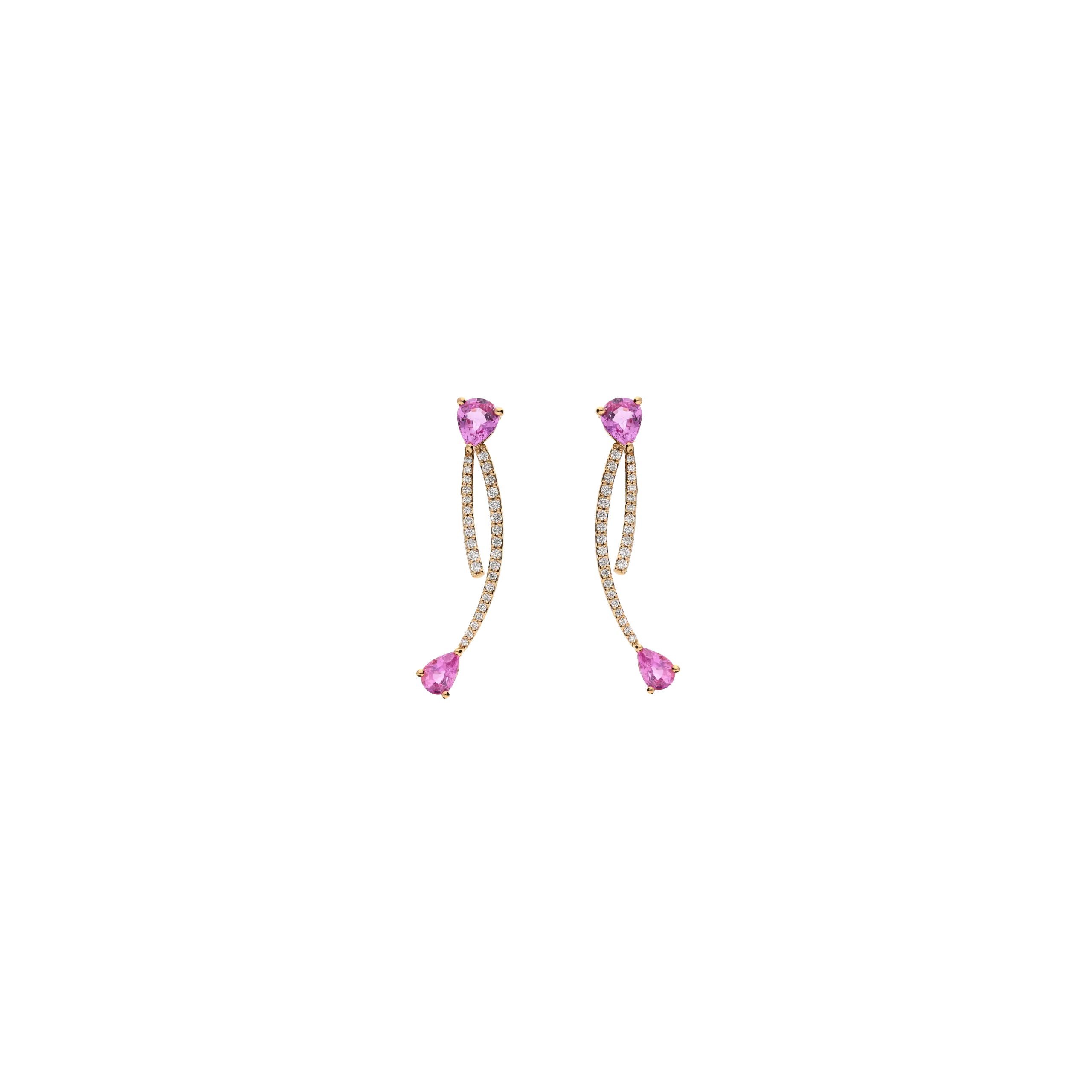 ORECCHINI RAMI IN ORO ROSA CON DIAMANTI E ZAFFIRI ROSA - VEH04963DSPP