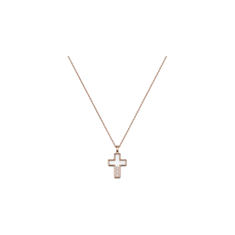 CHOPARD - HAPPY DIAMOND CROSS, CIONDOLO ORO ROSA ETICO, DIAMANTI - 79A409-5001