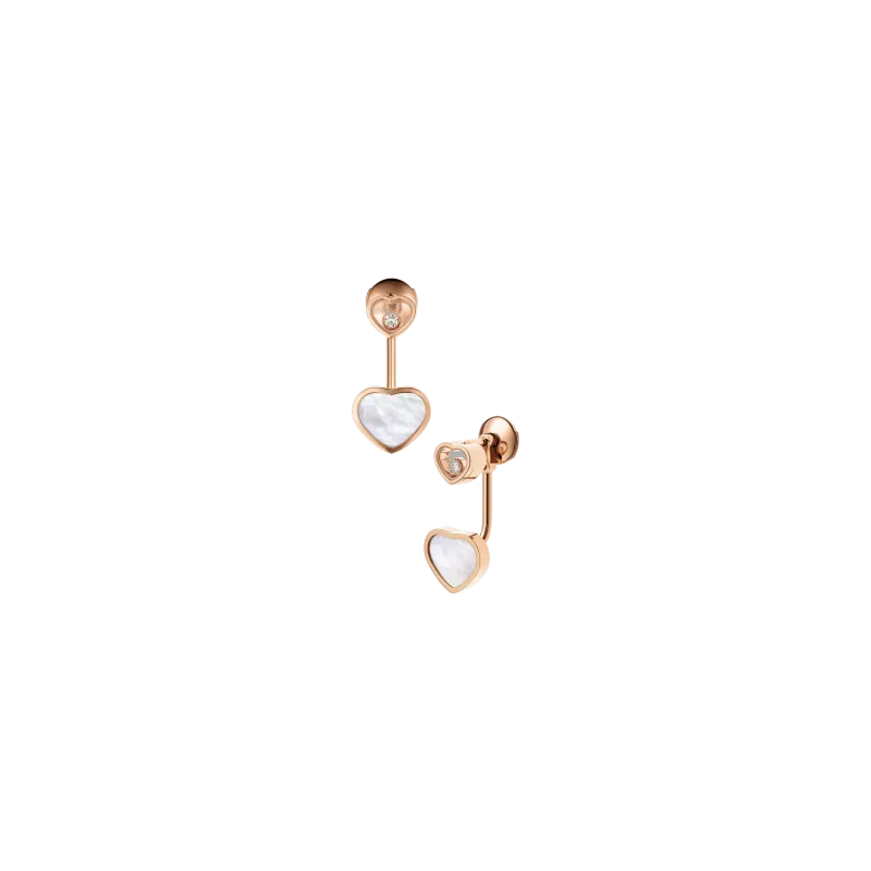 CHOPARD - ORECCHINI HAPPY HEARTS, ORO ROSA ETICO, DIAMANTI, MADREPERLA - 83A082-5301