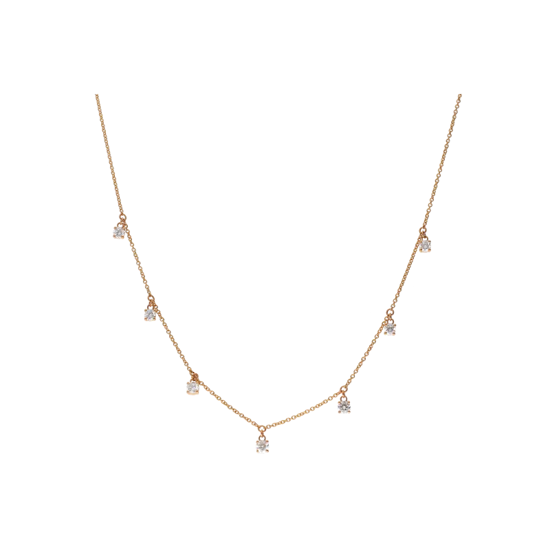 COLLANA GIROCOLLO IN ORO ROSA CON DIAMANTI PENDENTI - 370-XN3388