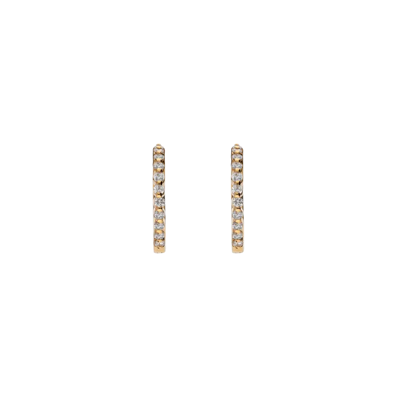 ORECCHINI CERCHIETTO PICCOLO IN ORO ROSA E DEMI-PAVÉ DI DIAMANTI - 234-2315-1