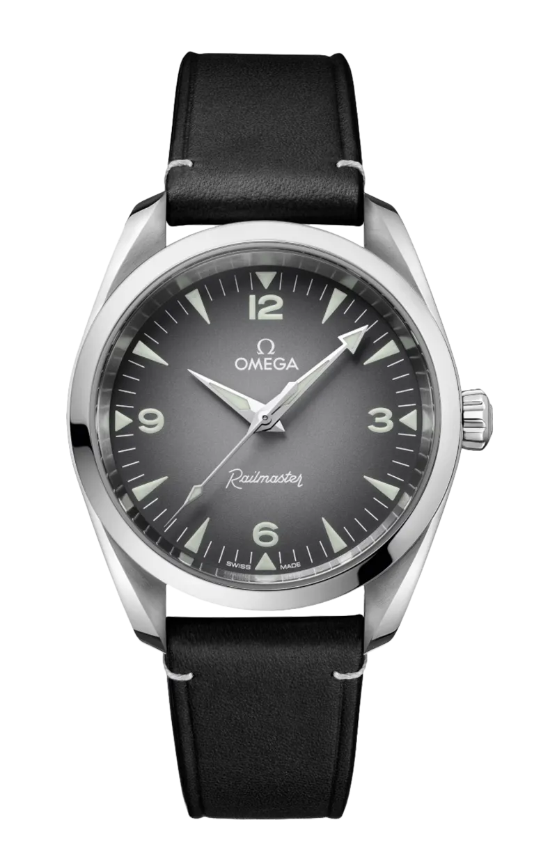 SEAMASTER RAILMASTER 38 MM, ACCIAIO SU PELLE - 235.12.38.20.06.001