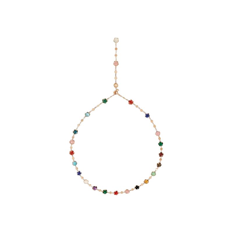 COLLANA  FIGLIA DEI FIORI IN ORO ROSA CON AGATA VERDE, CORNIOLA ROSSA, ONICE, PIETRA DI LUNA BIANCA, CALCEDONIO ROSA, CITRINO, AMETISTA, TOPAZIO BLU LONDON, QUARZO FUMÉ, TOPAZIO BLU, LAPISLAZZULI, CRISOPRASIO, GRANATO ROSSO, TURCHESE E DIAMANTI - 16704R