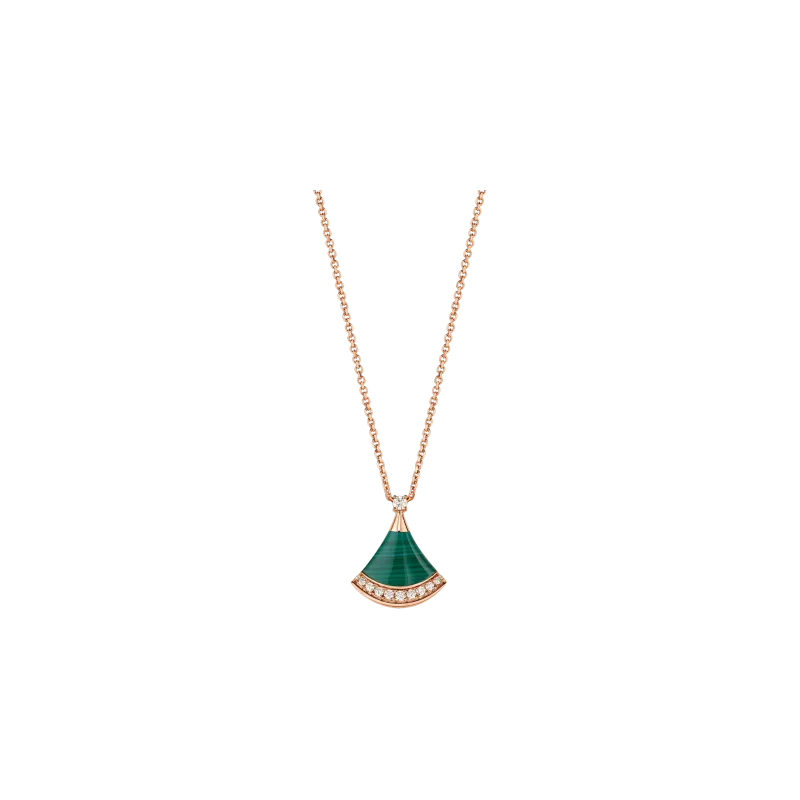 COLLANA DIVAS' DREAM MIN ORO ROSA CON ELEMENTO IN MALACHITE E PAVÉ DI DIAMANTI - CL860210