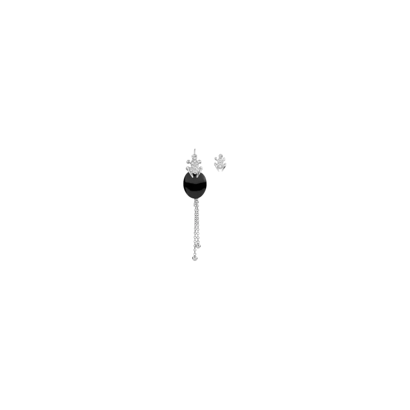 ORECCHINO SINGOLO HAPPY FROG B&W NERO IN ORO BIANCO E DIAMANTI - DHF16ORTNBBDI
