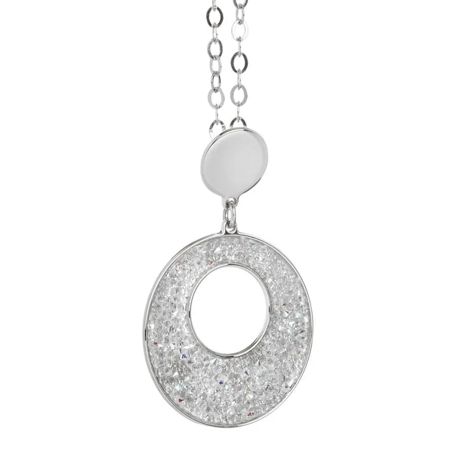Collana con pendente circolare in Swarovski crystal rock