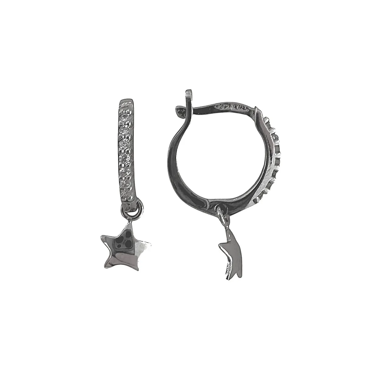 ORECCHINI CERCHI CON CHARM STELLA ORO BIANCO